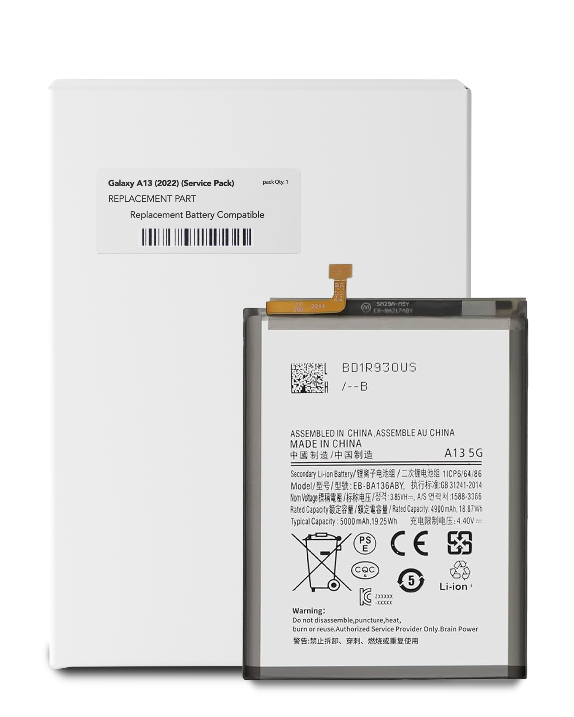 Replacement Battery Compatible For Samsung Galaxy A13 (A135 / 2022) (Eb-Ba217Aby) (Service Pack)