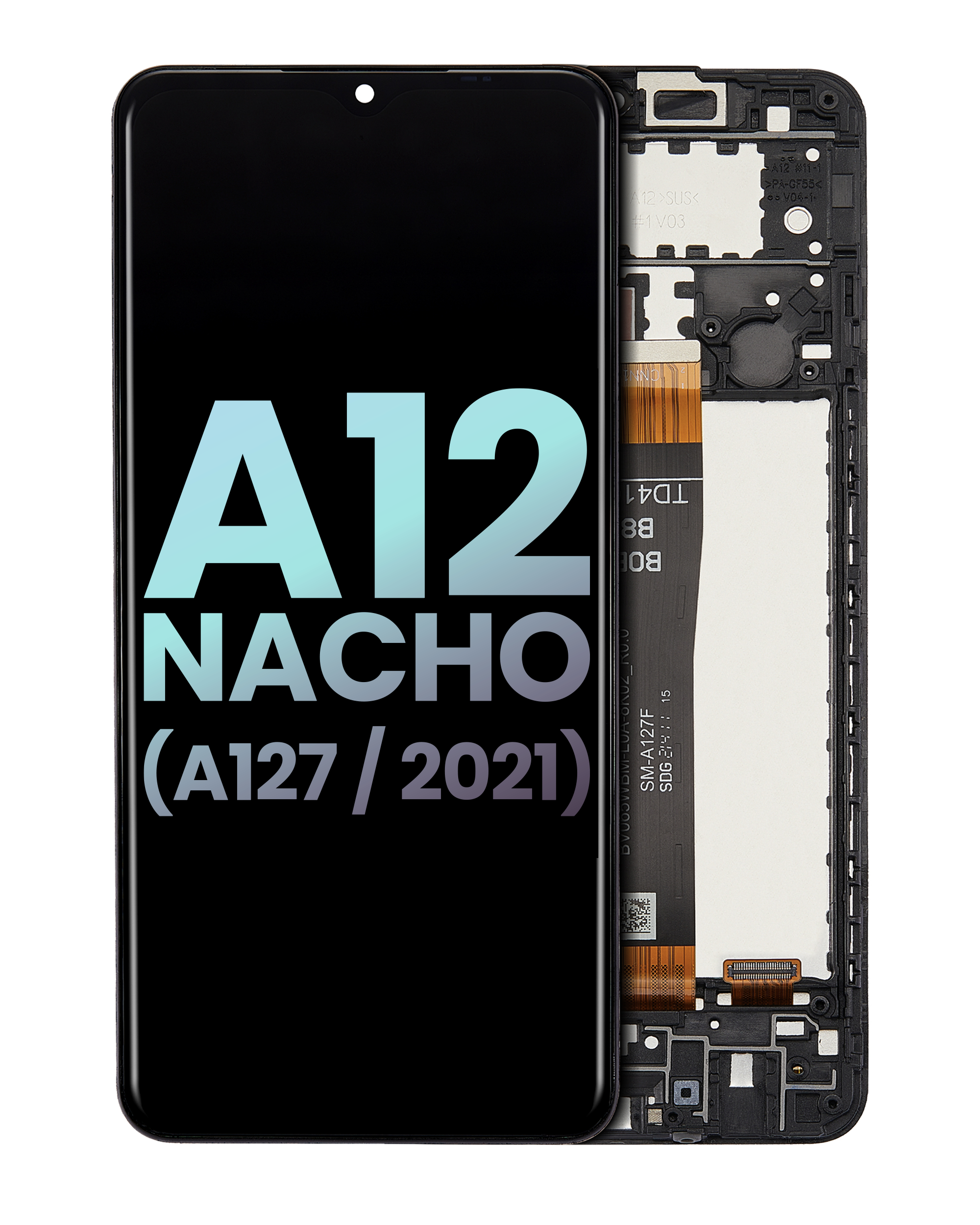 Lcd Assembly With Frame Compatible For Samsung Galaxy A12 Nacho (A127 / 2021) (Service Pack) (Black)