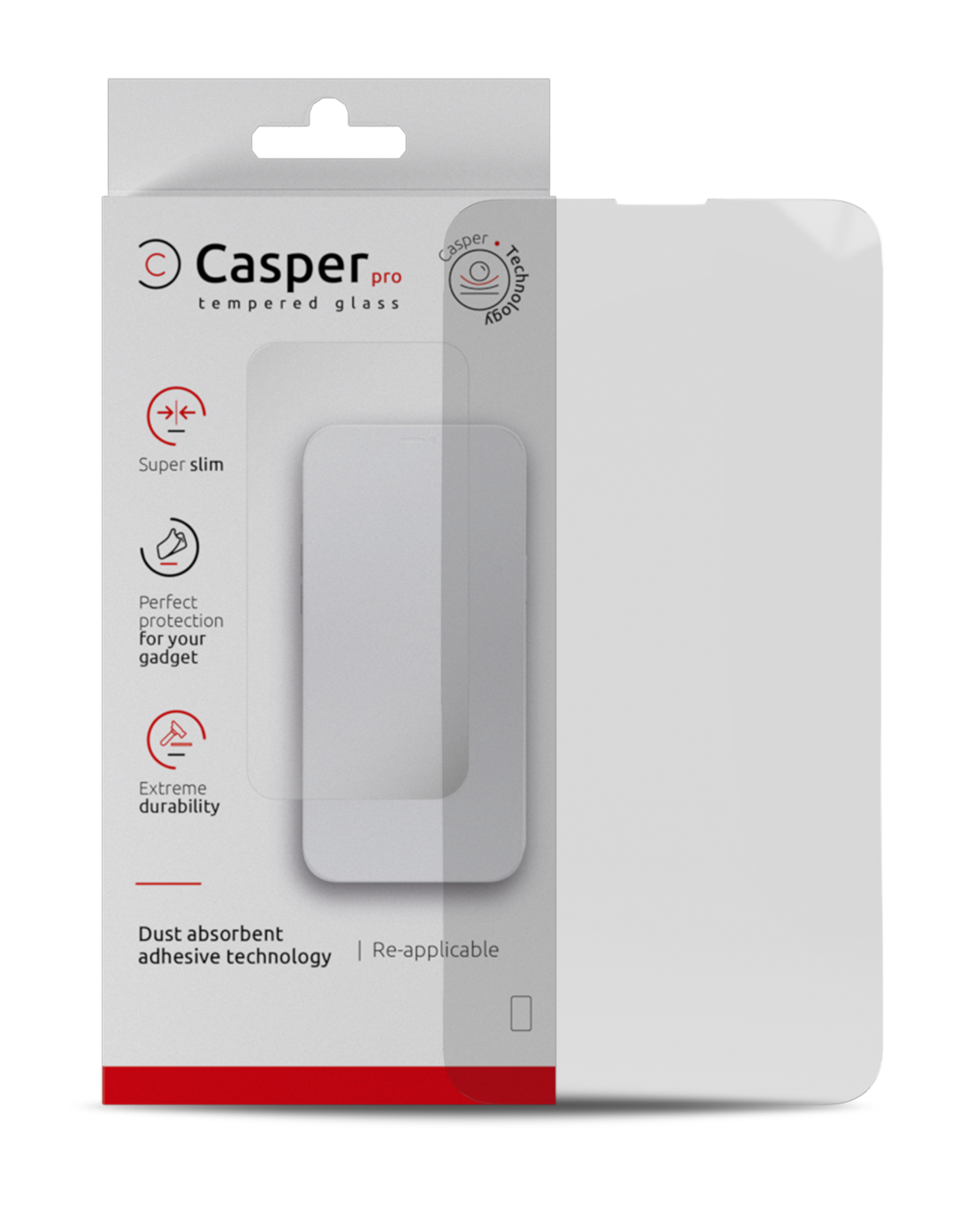Casper Pro Screen Protector Compatible For Iphone 15 Plus / 16 Plus (Retail Pack) (Clear)