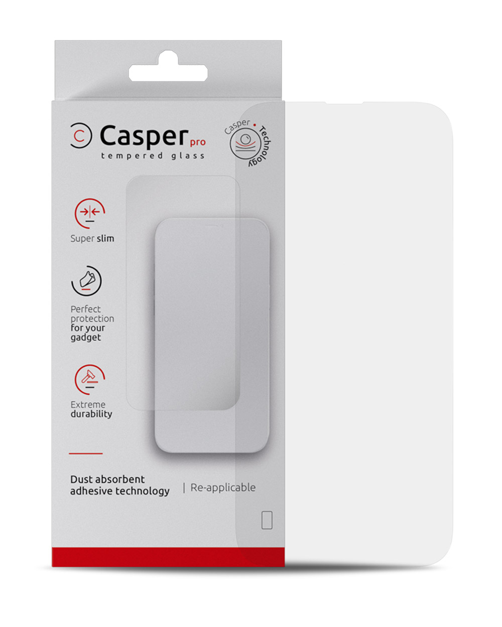 Casper Pro Screen Protector Compatible For Iphone 15 Pro (Retail Pack) (Clear)