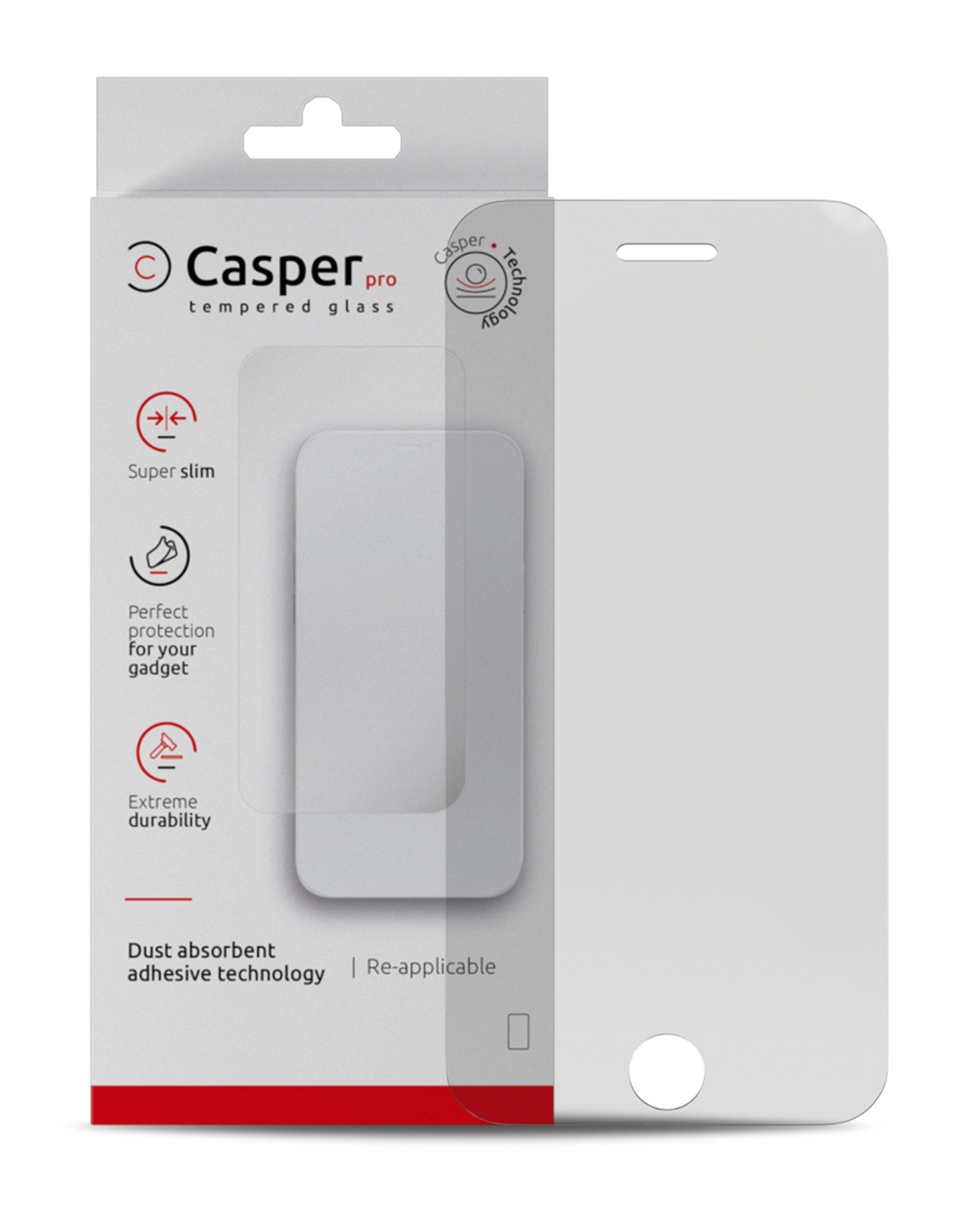 Casper Pro Screen Protector Compatible For Iphone 5 / 5S / 5C / Se (2016) (Retail Pack) (Clear)