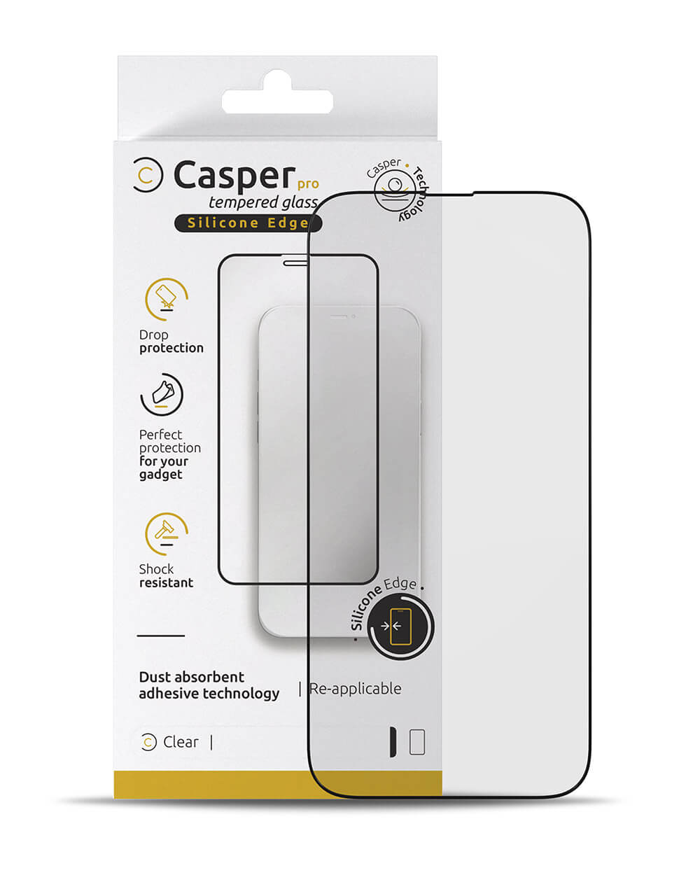 Casper Pro Silicone Screen Protector Compatible For Iphone 15 Pro (Retail Pack) (Clear)
