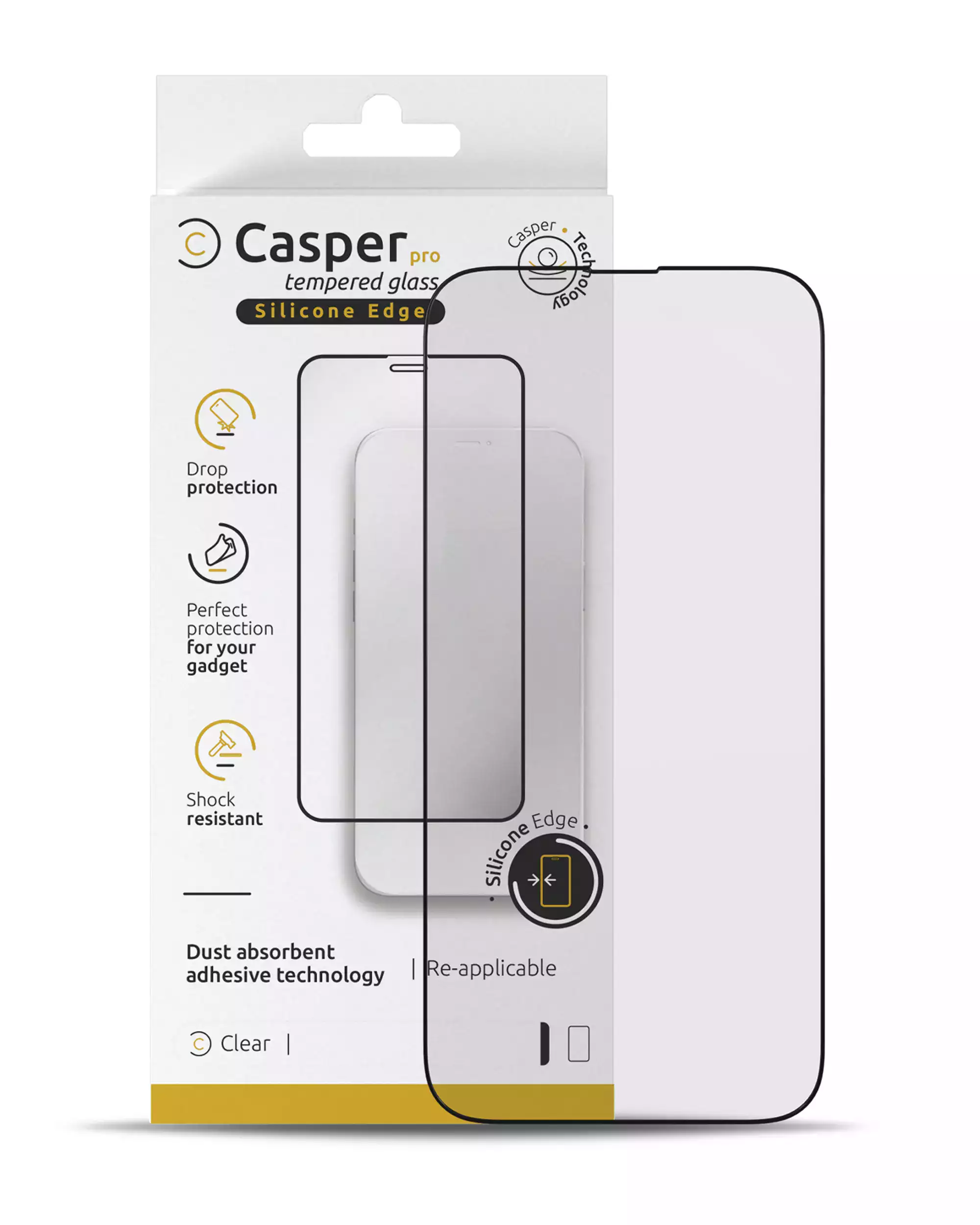 Casper Pro Silicone Screen Protector Compatible For Iphone 16 Pro / 17 / 17 Pro (Retail Pack) (Clear)