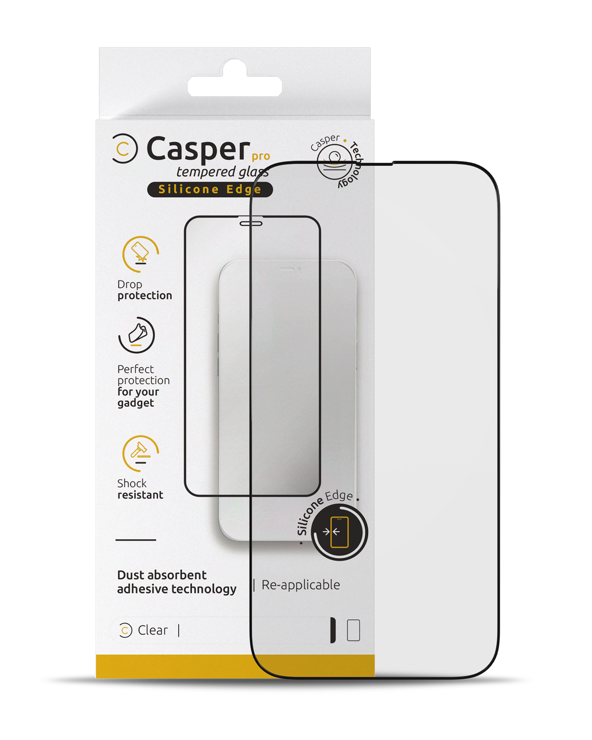 Casper Pro Silicone Screen Protector Compatible For Iphone 15 Pro Max (Retail Pack) (Clear)