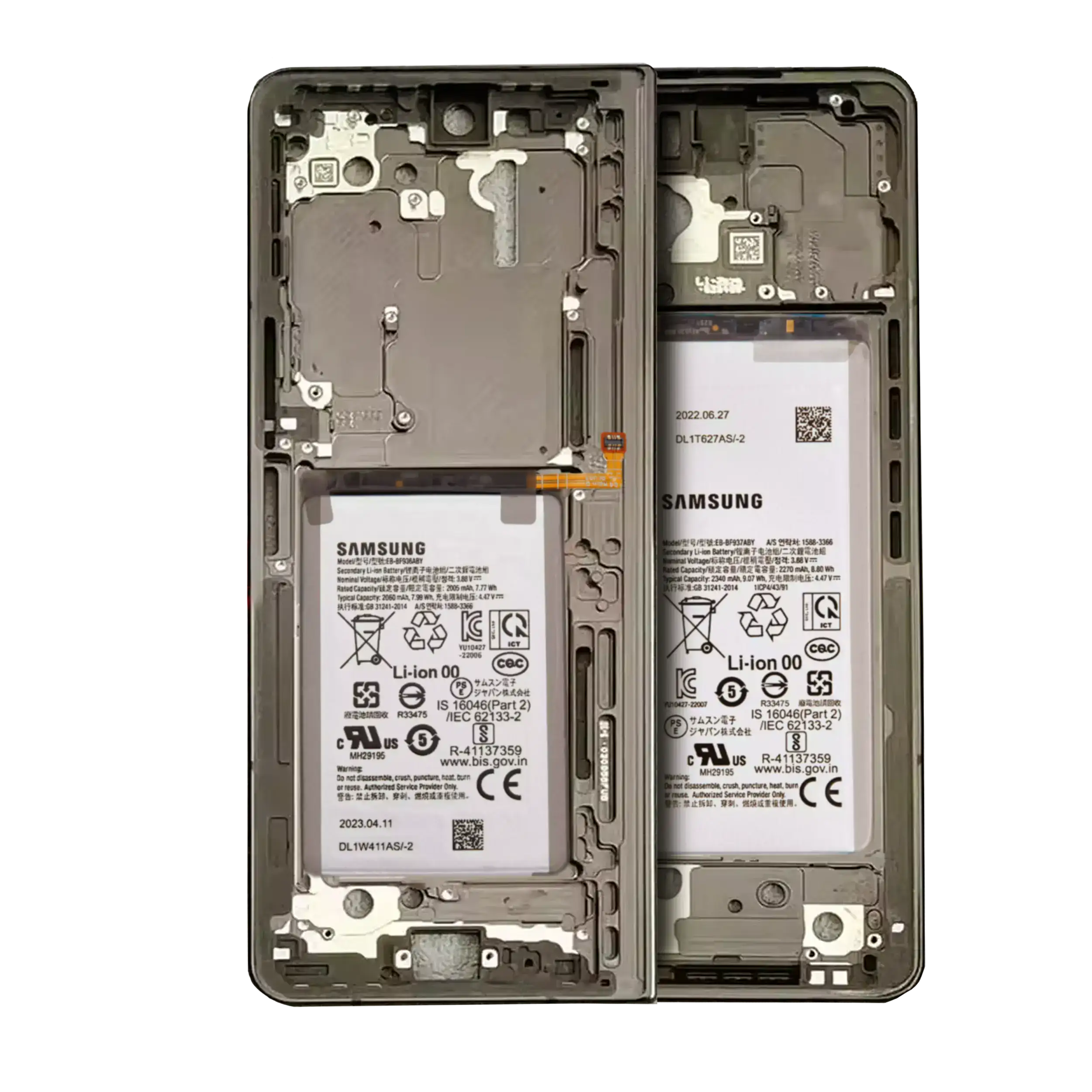 Mid-Frame Housing With Battery Compatible For Samsung Galaxy Z Fold 4 5G (Us Version) (Service Pack) (Beige)