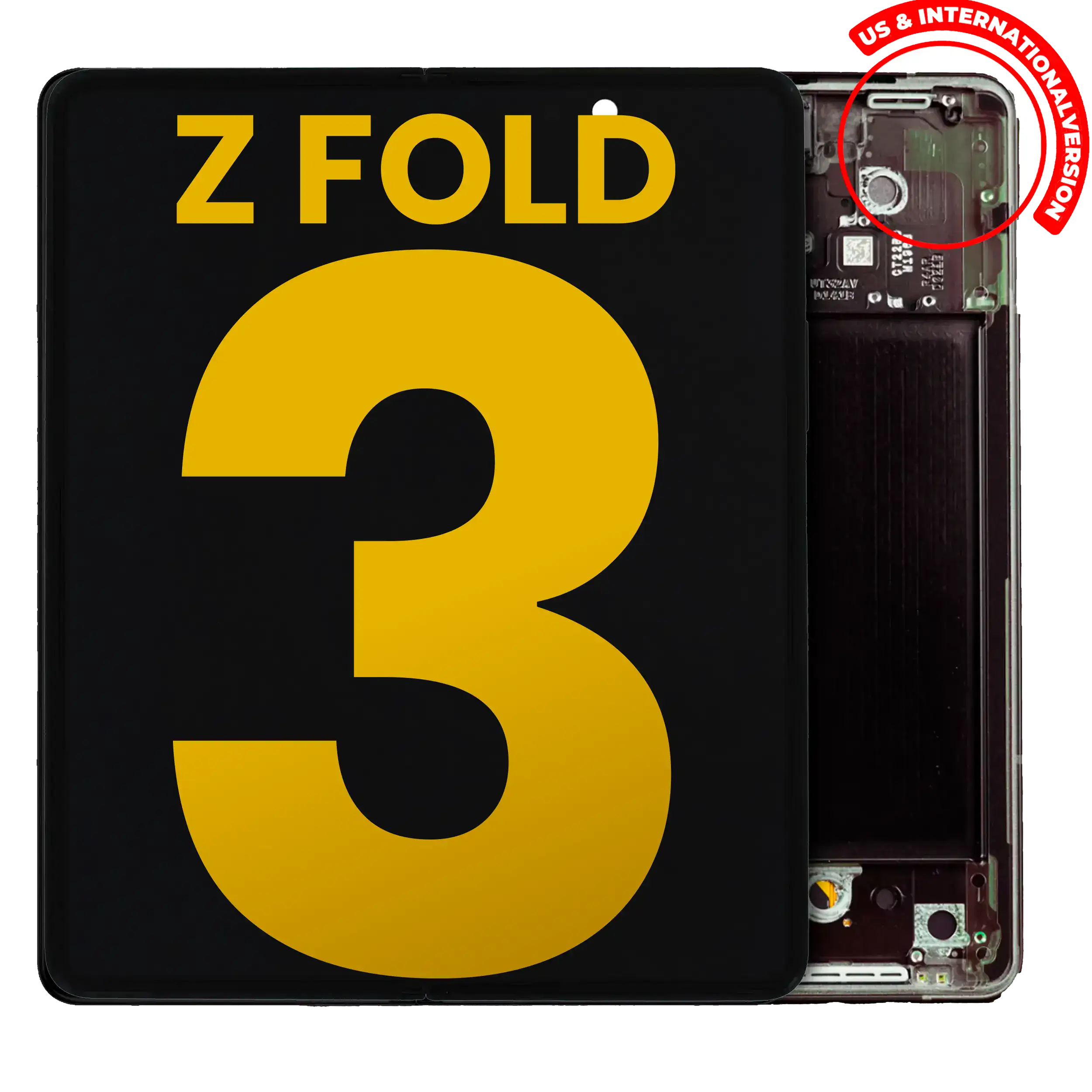 Inner Oled Assembly With Frame Compatible For Samsung Galaxy Z Fold 3 5G (Us & International) (Refurbished) (Phantom Black)