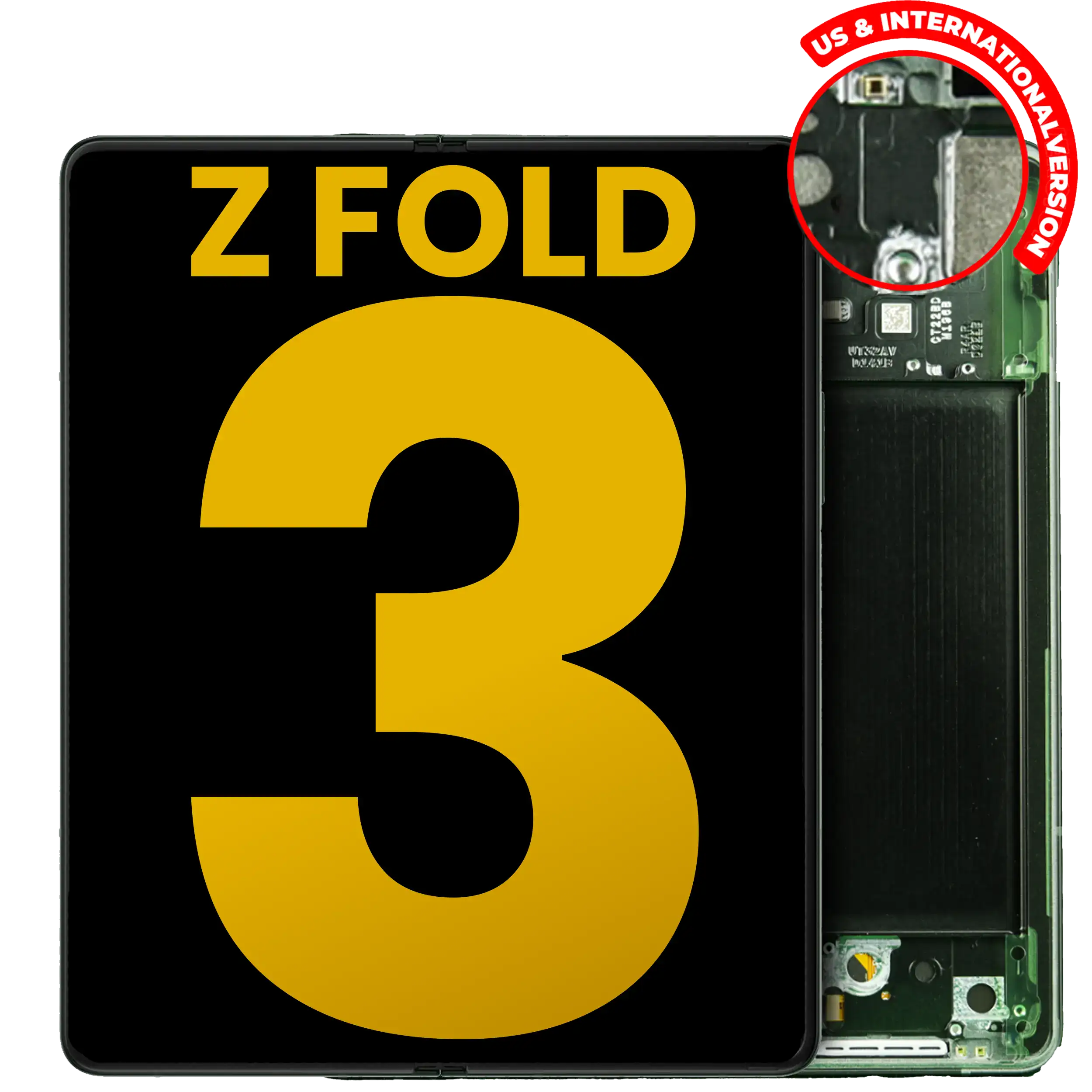 Inner Oled Assembly With Frame Compatible For Samsung Galaxy Z Fold 3 5G (Us & International) (Refurbished) (Phantom Green)