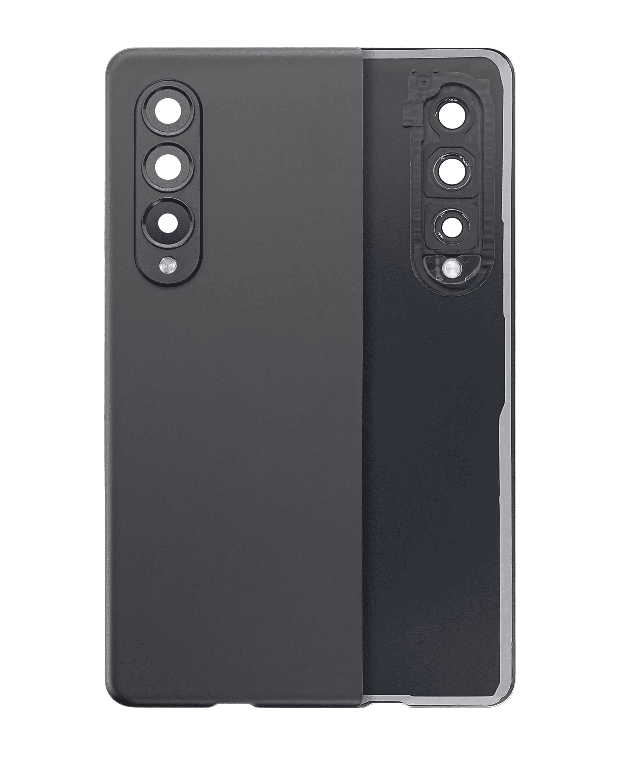 Back Cover Glass With Camera Lens Compatible For Samsung Galaxy Z Fold 3 5G (Aftermarket Plus) (Phantom Black)