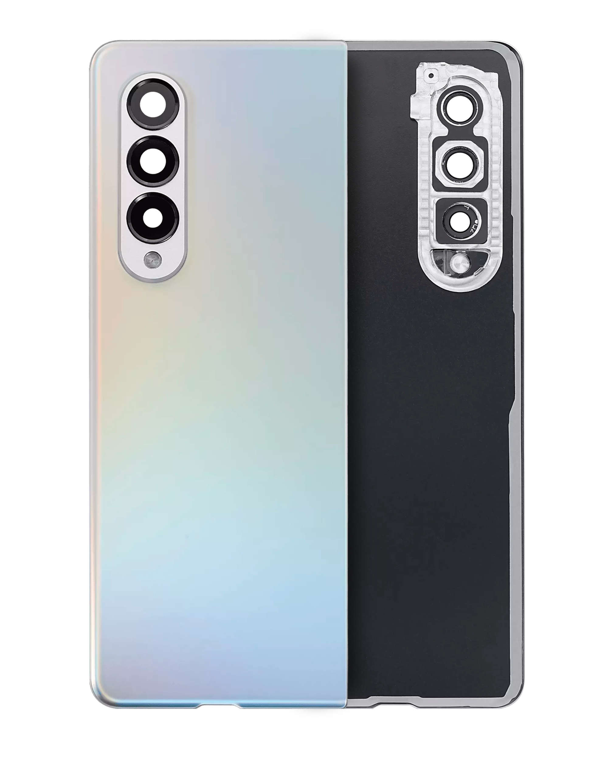 Back Cover Glass With Camera Lens Compatible For Samsung Galaxy Z Fold 3 5G (Aftermarket Plus) (Phantom Silver)