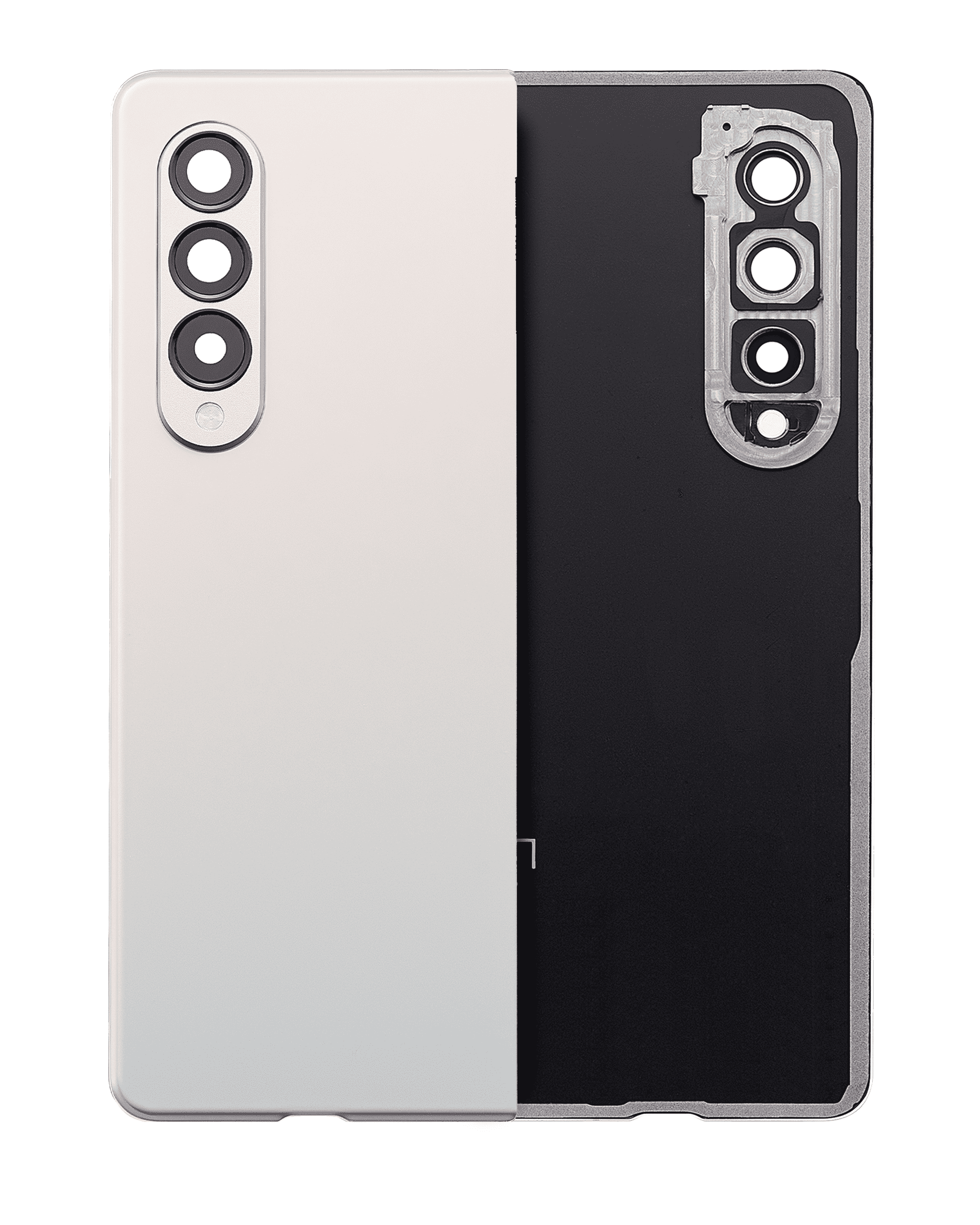 Back Cover Glass With Camera Lens Compatible For Samsung Galaxy Z Fold 3 5G (Premium) (Phantom Silver)
