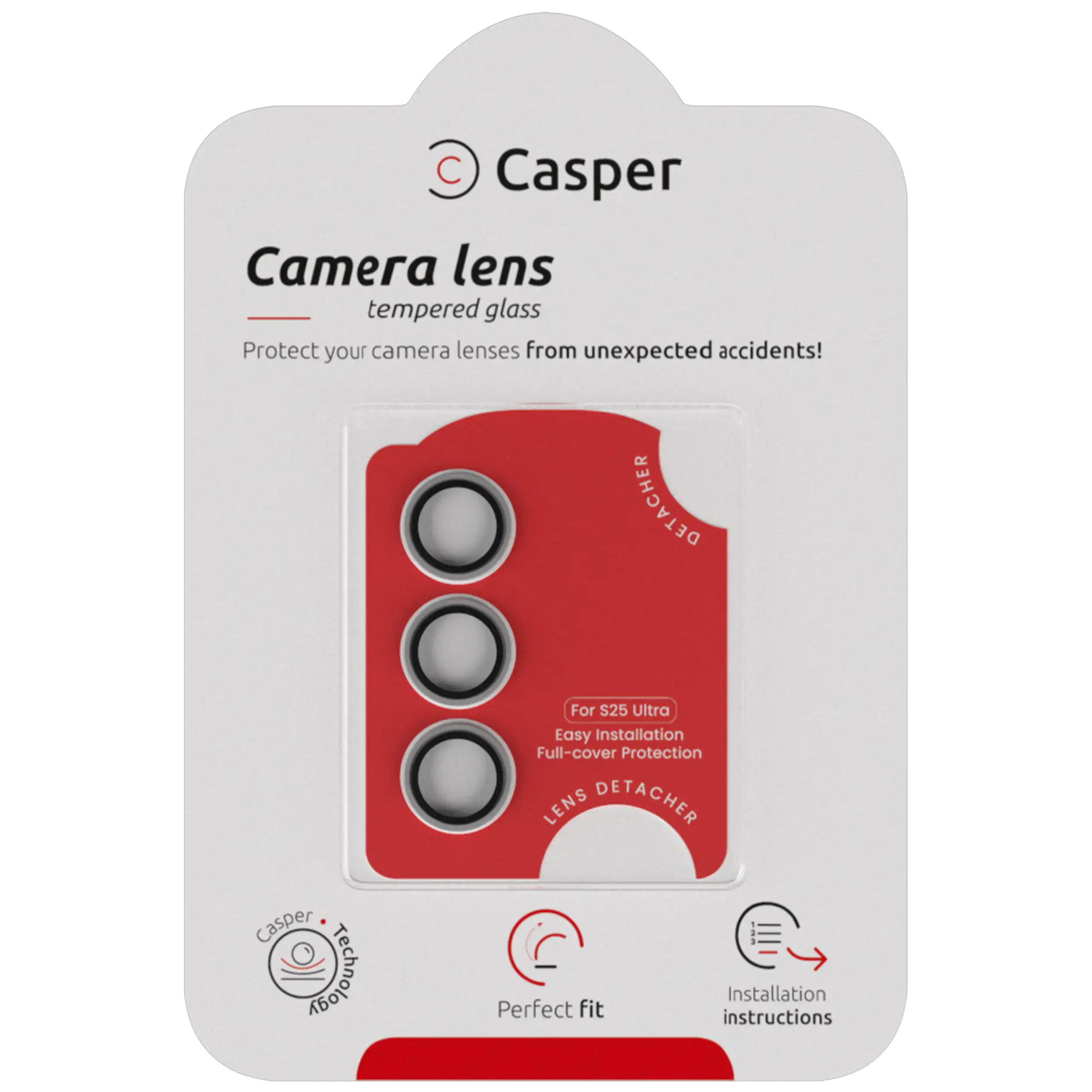 Casper Camera Lens Protector Compatible For Samsung Galaxy S25 Ultra (Clear Rings)