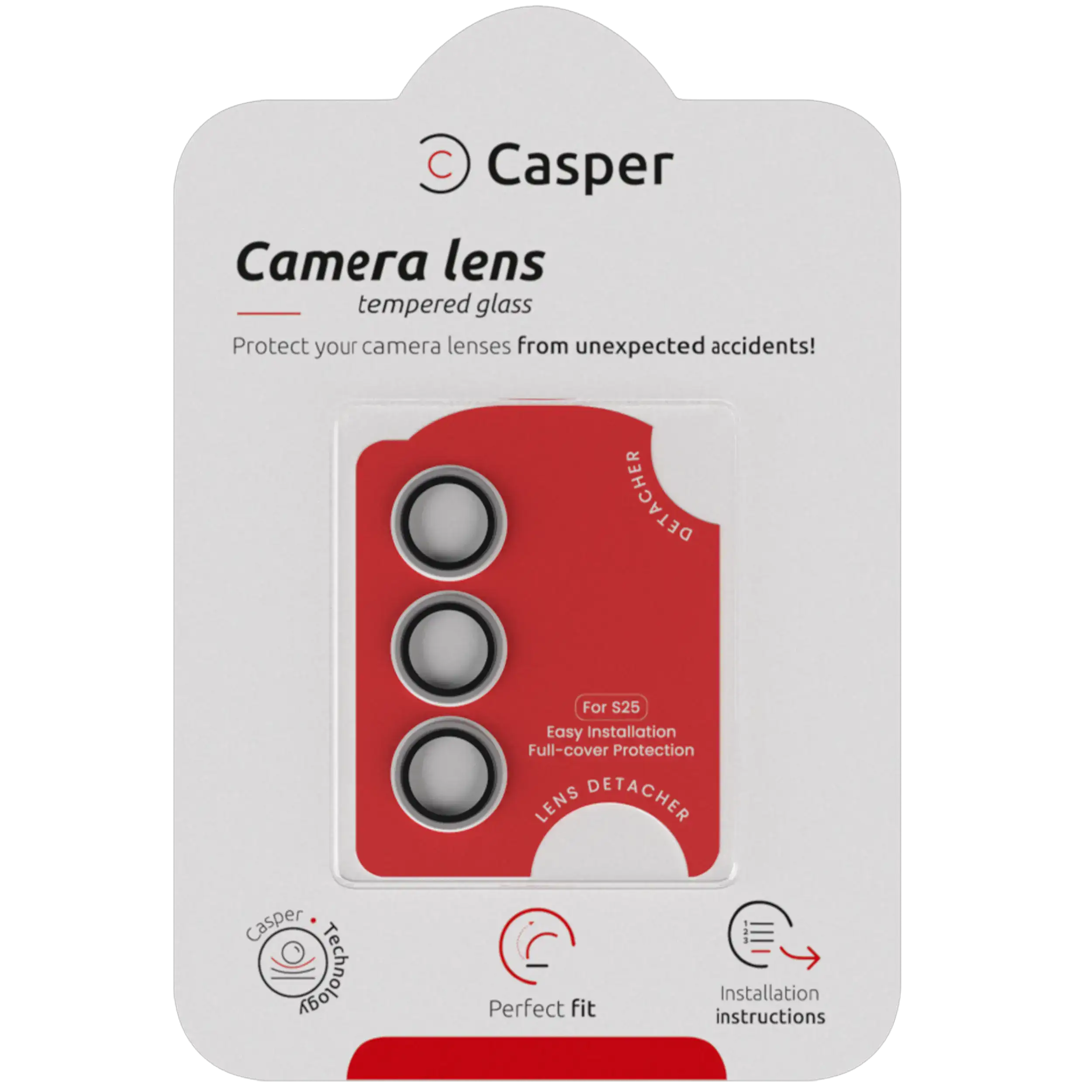 Casper Camera Lens Protector Compatible For Samsung Galaxy S25 (Clear Rings)
