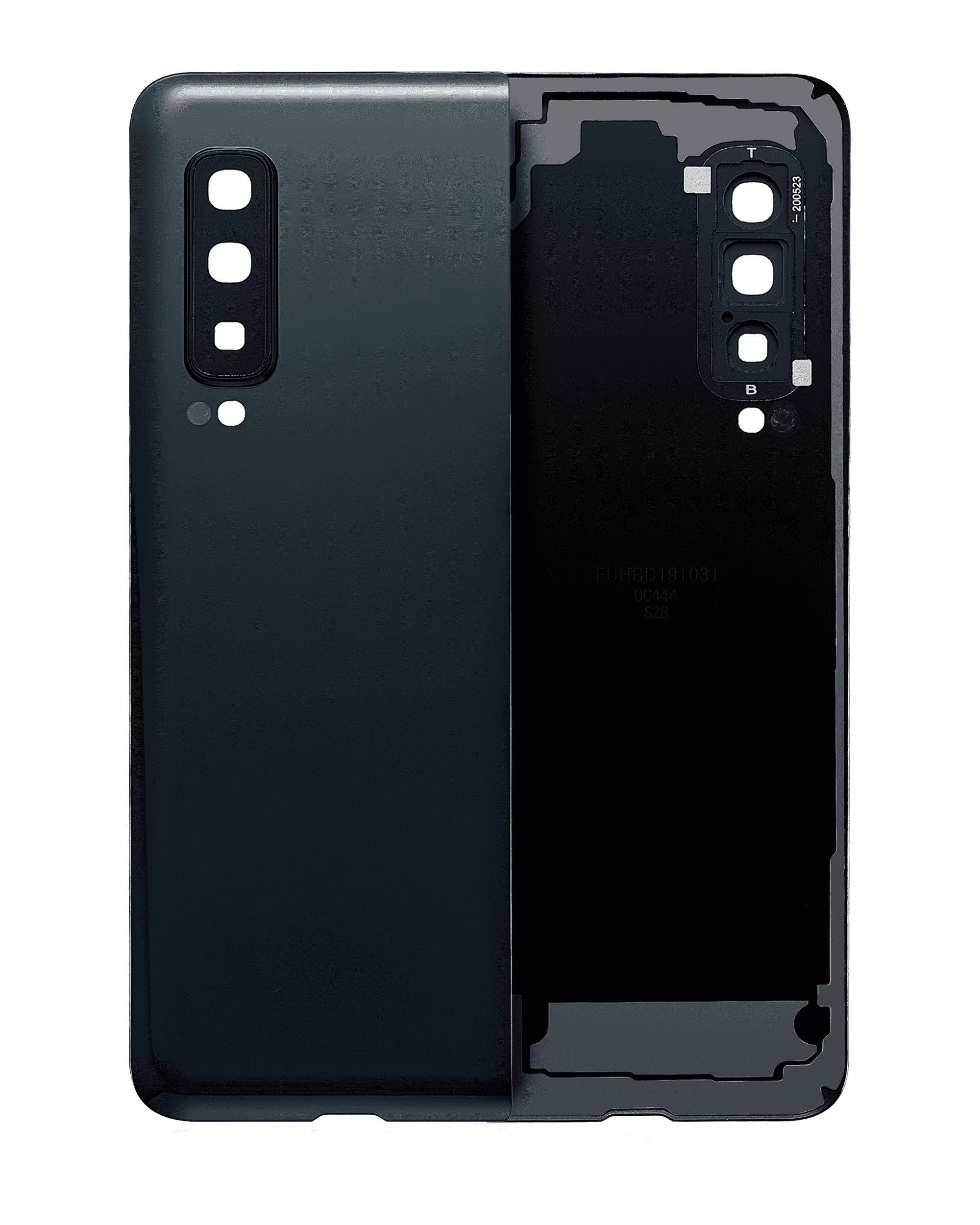 Back Cover Glass With Camera Lens Compatible For Samsung Galaxy Fold 4G (F900) (Aftermarket Plus) (Cosmos Black)