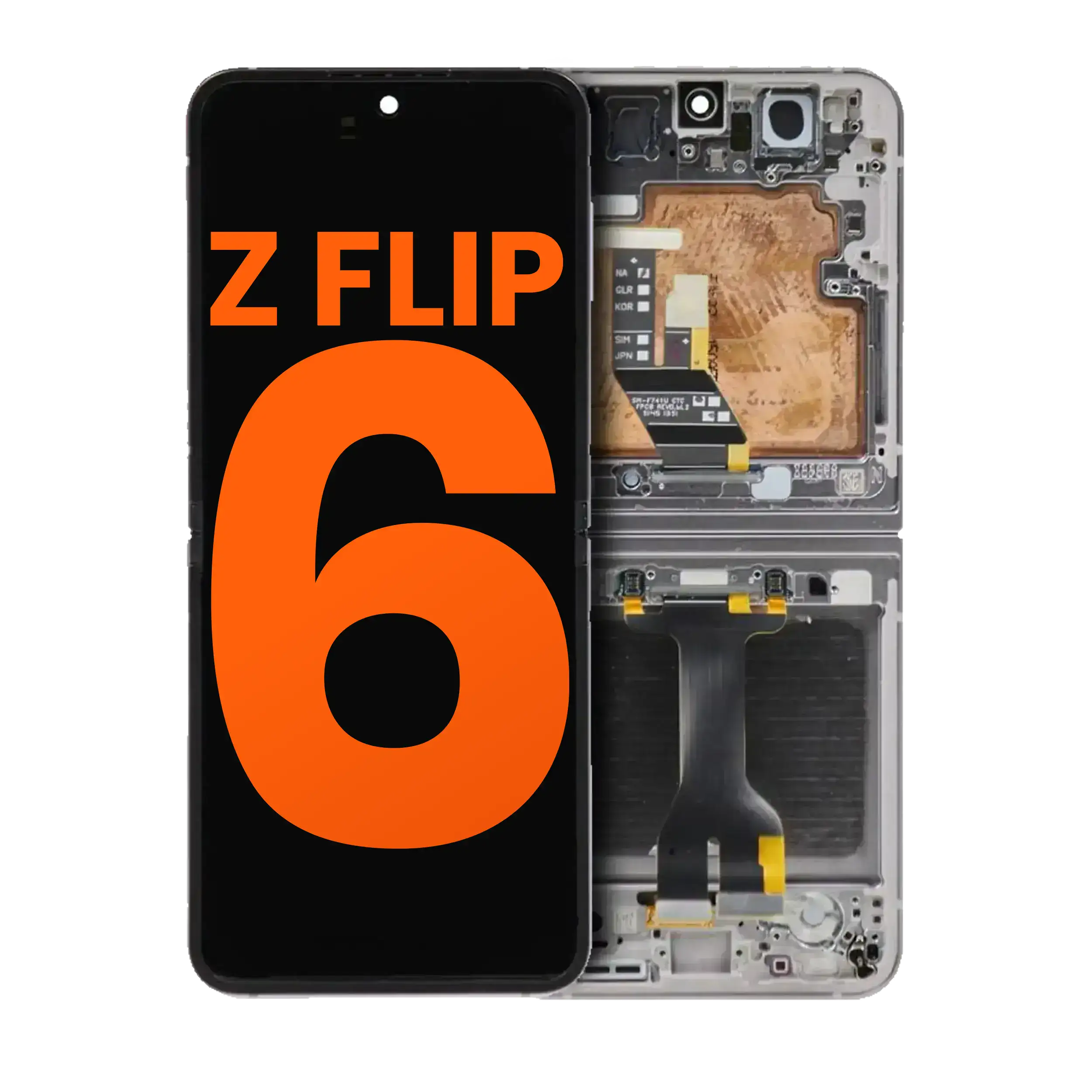Inner Oled Assembly With Frame Compatible For Samsung Galaxy Z Flip 6 5G (Us & International) (Blemish: Grade D ) (Silver Shadow)