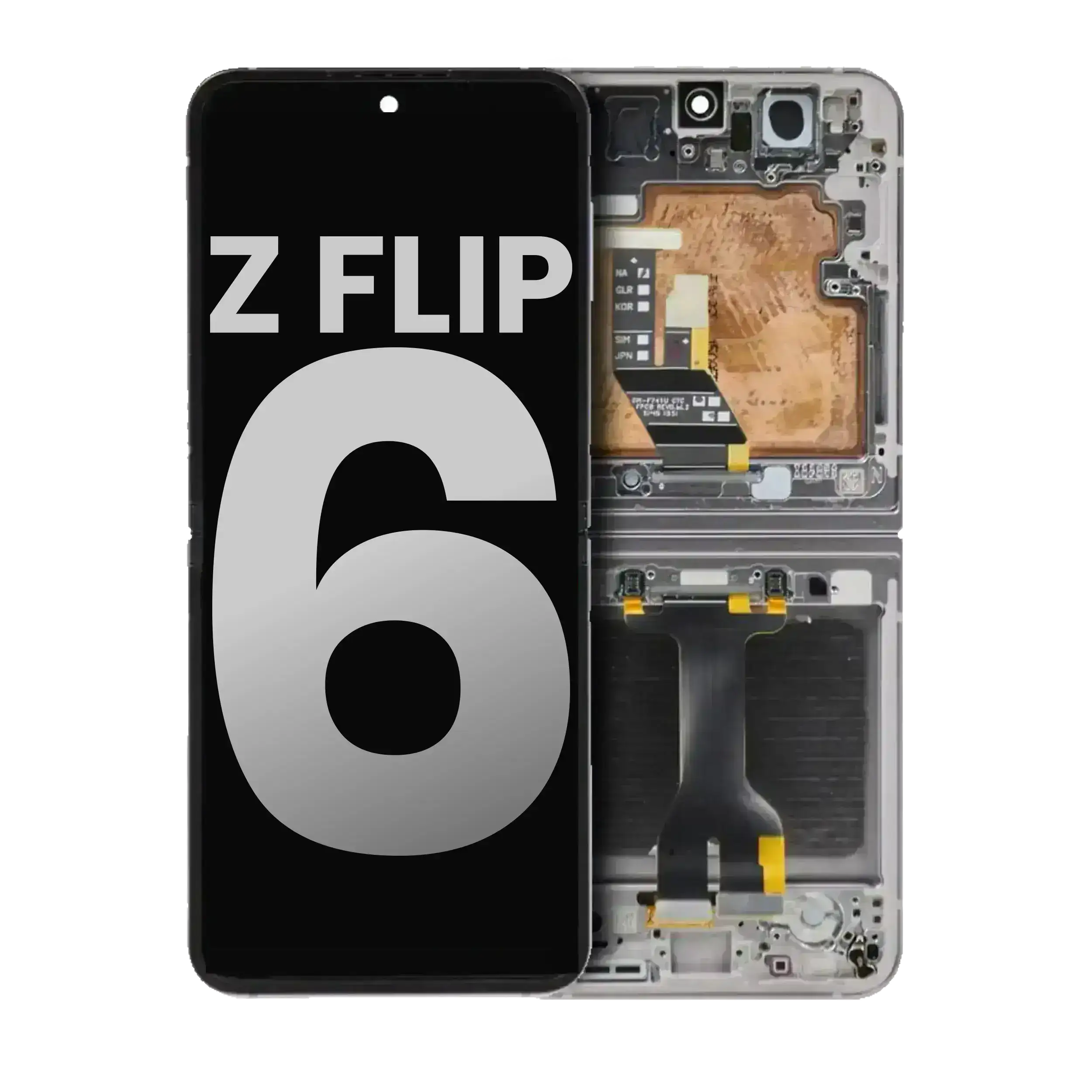 Inner Oled Assembly With Frame Compatible For Samsung Galaxy Z Flip 6 5G (Us & International) (Used  Pull : Grade B/C) (Silver Shadow)