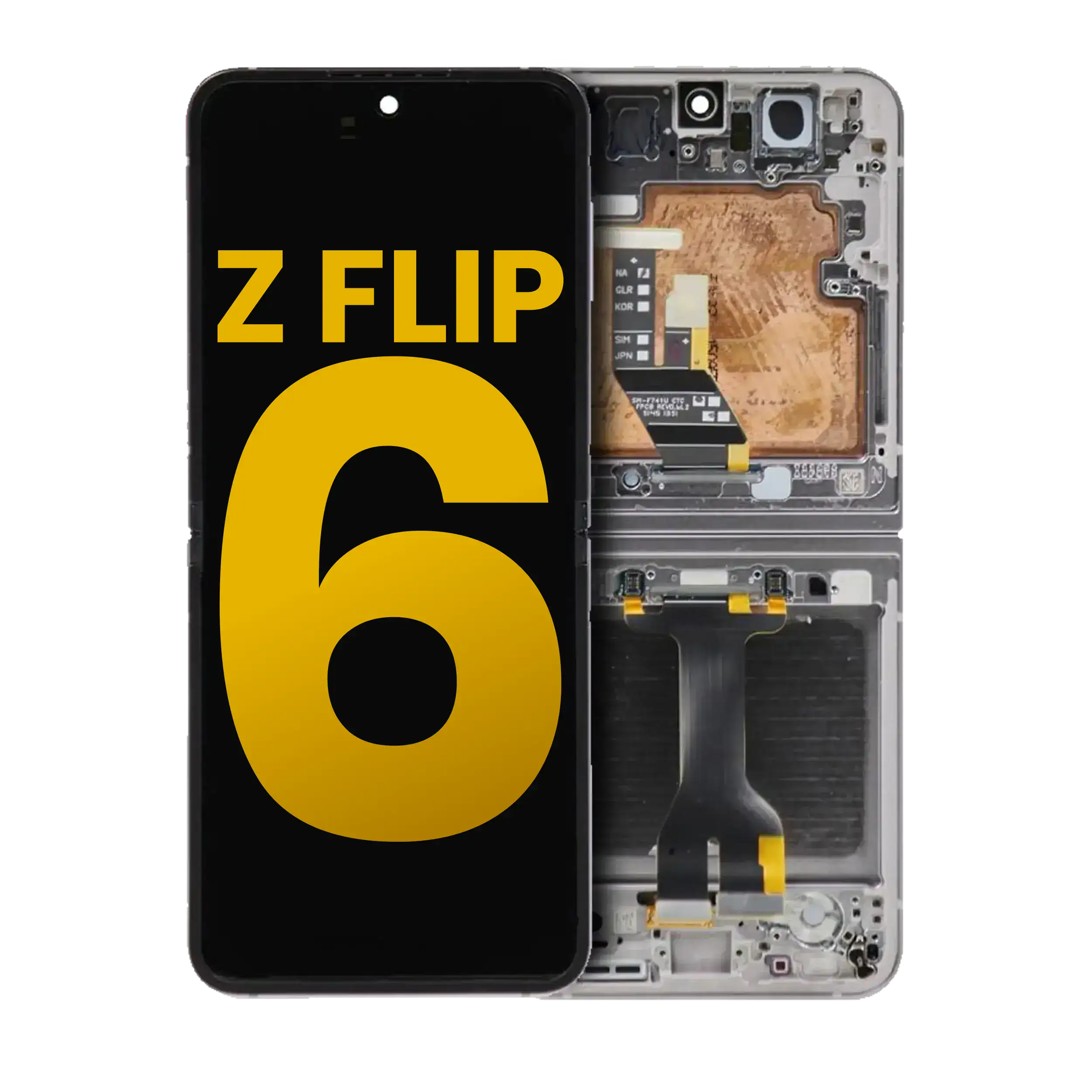 Inner Oled Assembly With Frame Compatible For Samsung Galaxy Z Flip 6 5G (Us & International) (Refurbished) (Silver Shadow)
