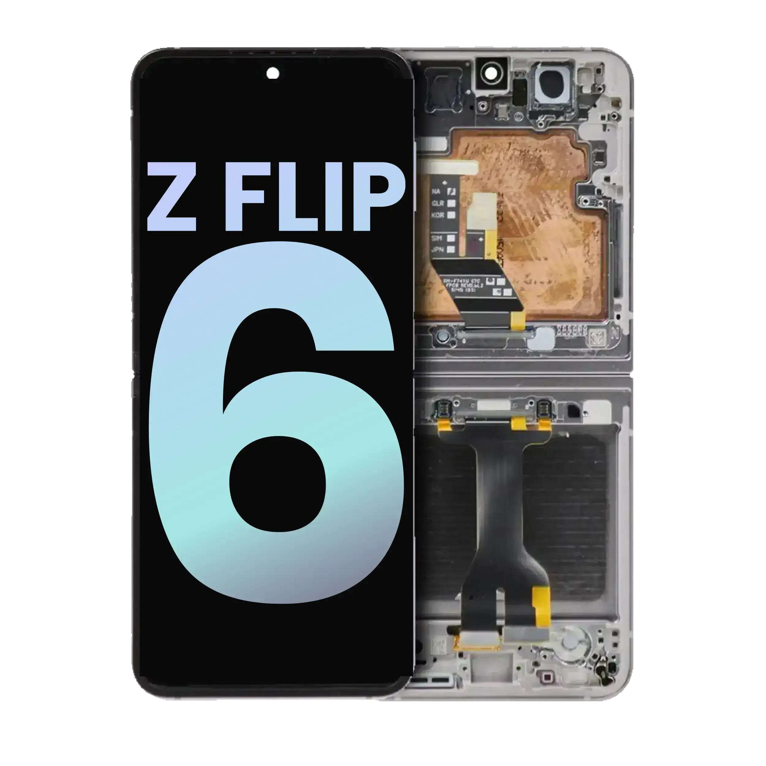 Inner Oled Assembly With Frame Compatible For Samsung Galaxy Z Flip 6 5G (Us & International) (Service Pack) (Silver Shadow)