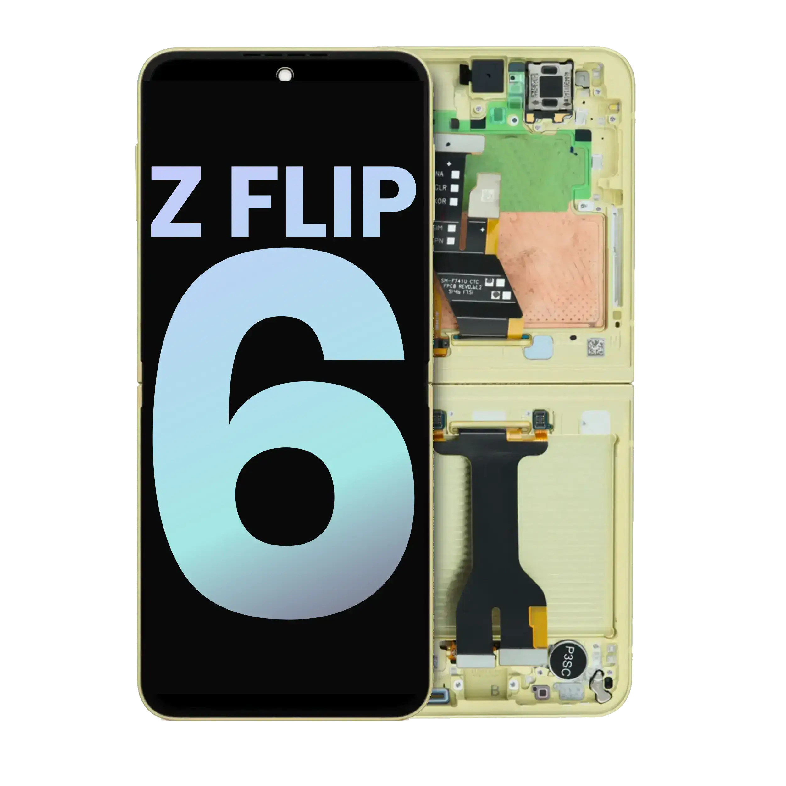 Inner Oled Assembly With Frame Compatible For Samsung Galaxy Z Flip 6 5G (Us & International) (Service Pack) (Yellow)