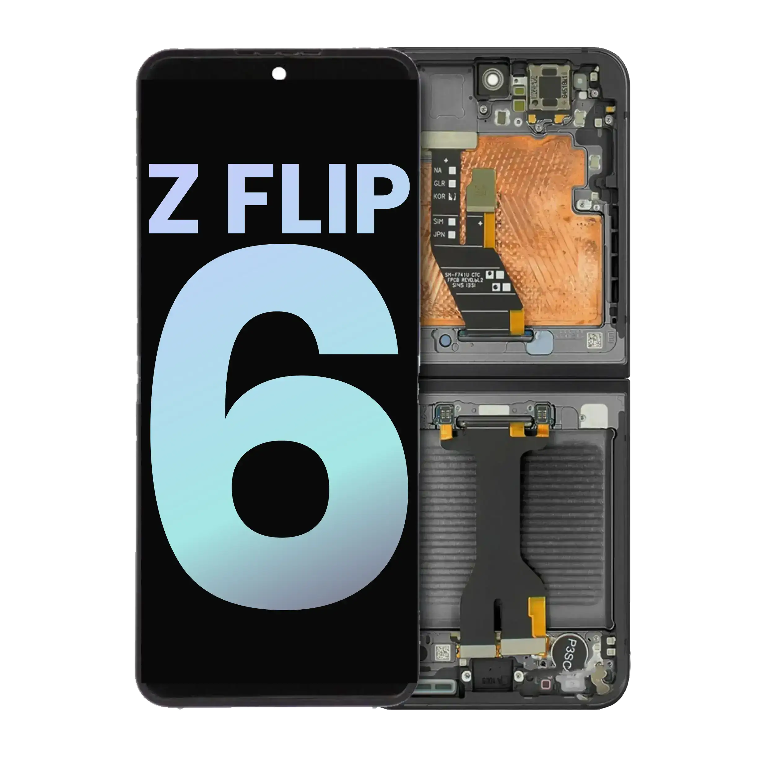 Inner Oled Assembly With Frame Compatible For Samsung Galaxy Z Flip 6 5G (Us & International) (Service Pack) (Black)