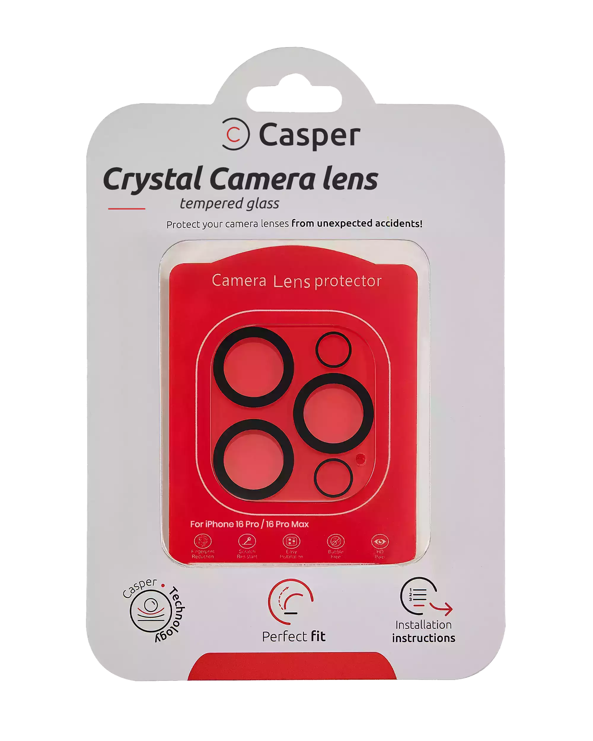Casper Camera Lens Protector Compatible For Iphone 16 Pro / 16 Pro Max (Crystal Full Cover)
