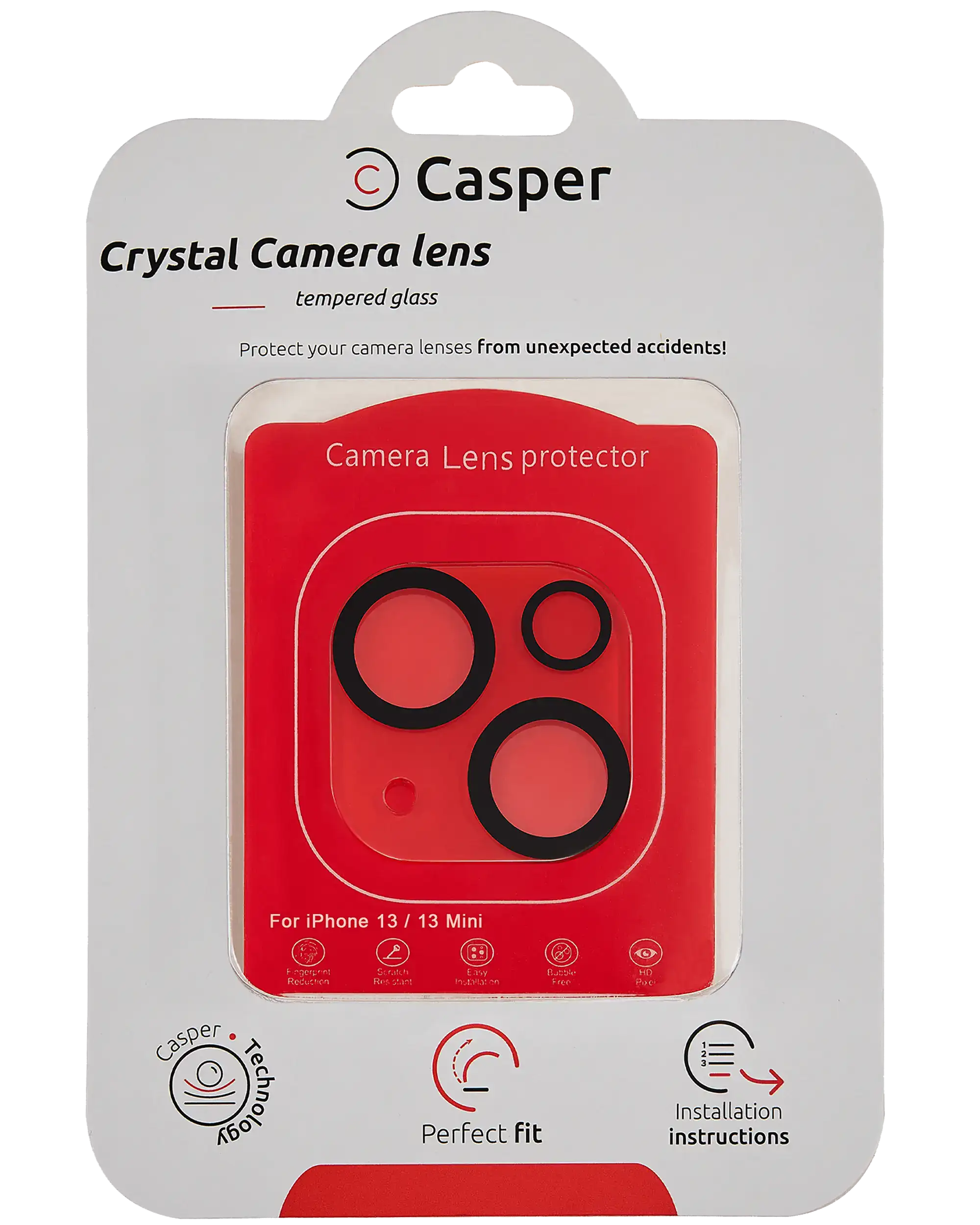 Casper Camera Lens Protector Compatible For Iphone 13 / 13 Mini (Crystal Full Cover)