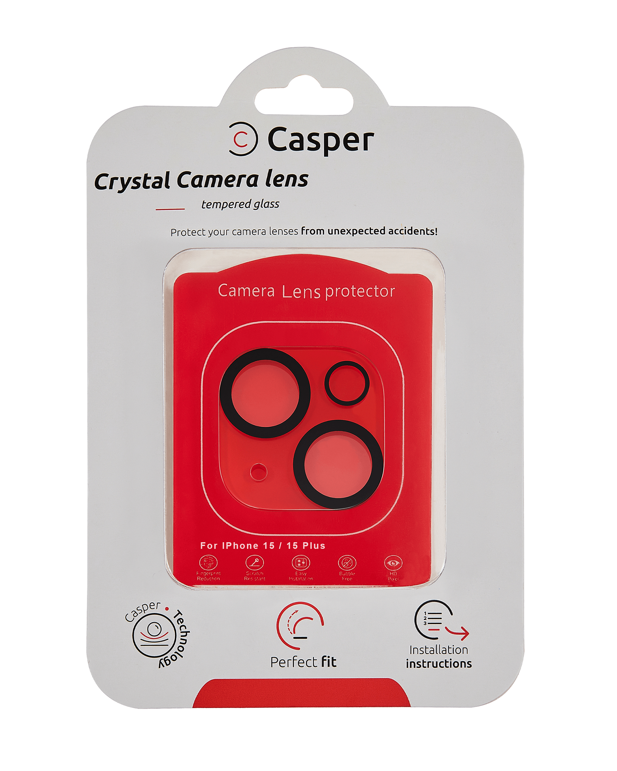 Casper Camera Lens Protector Compatible For Iphone 15 / 15 Plus (Crystal Full Cover)
