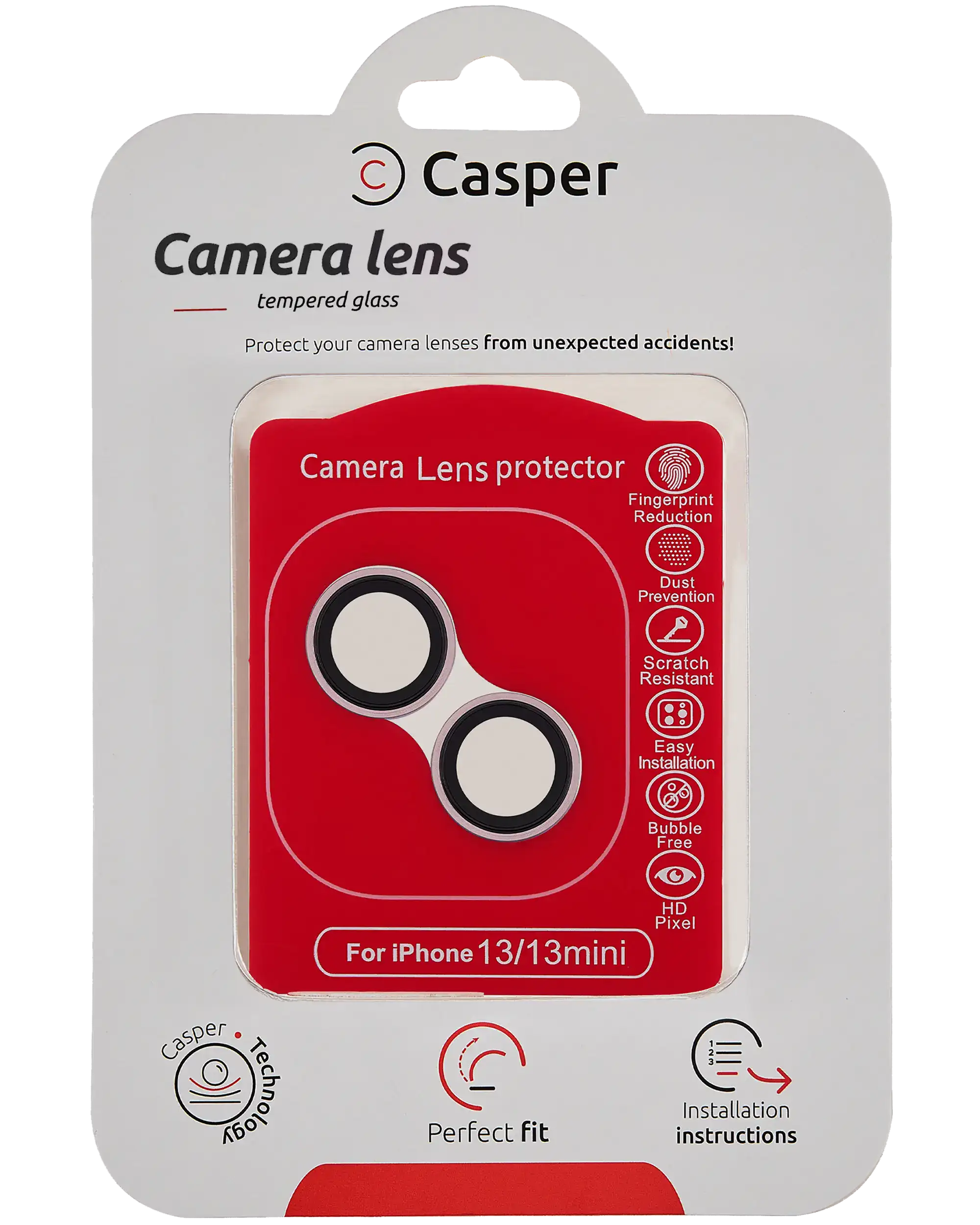 Casper Camera Lens Protector Compatible For Iphone 13 / 13 Mini (Pink) (Clear)