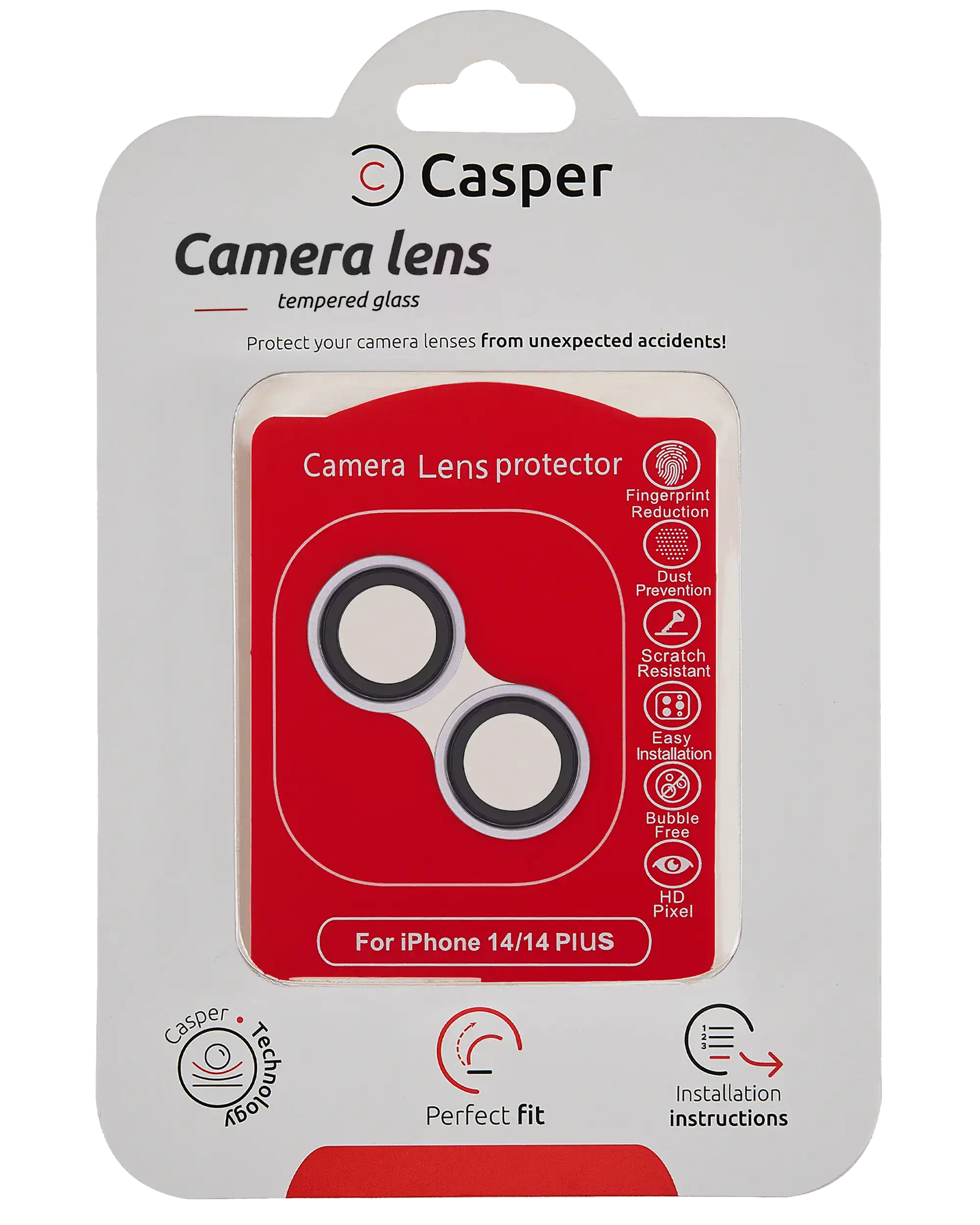 Casper Camera Lens Protector Compatible For Iphone 14 / 14 Plus (Purple) (Clear)