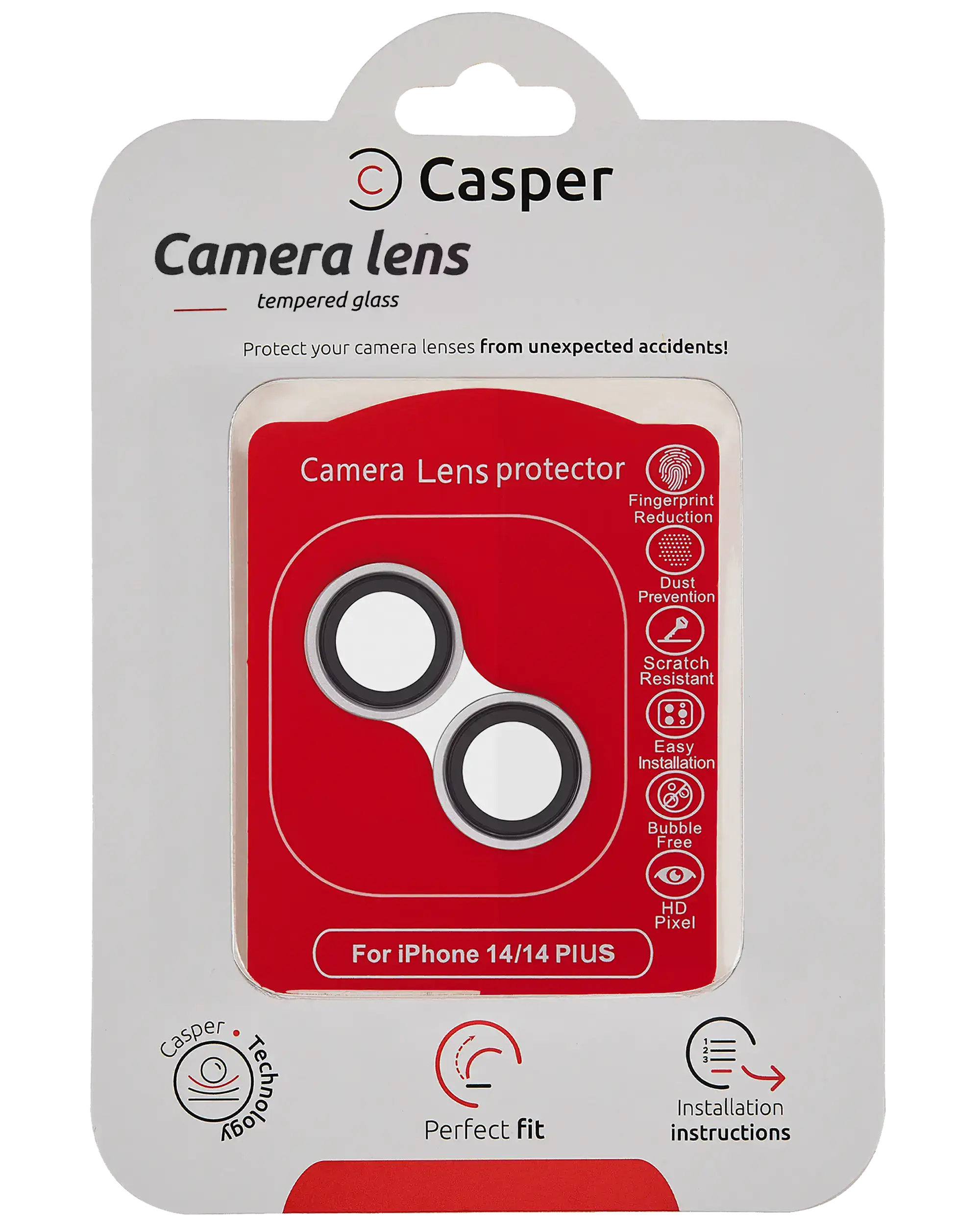 Casper Camera Lens Protector Compatible For Iphone 14 / 14 Plus (Silver) (Clear)