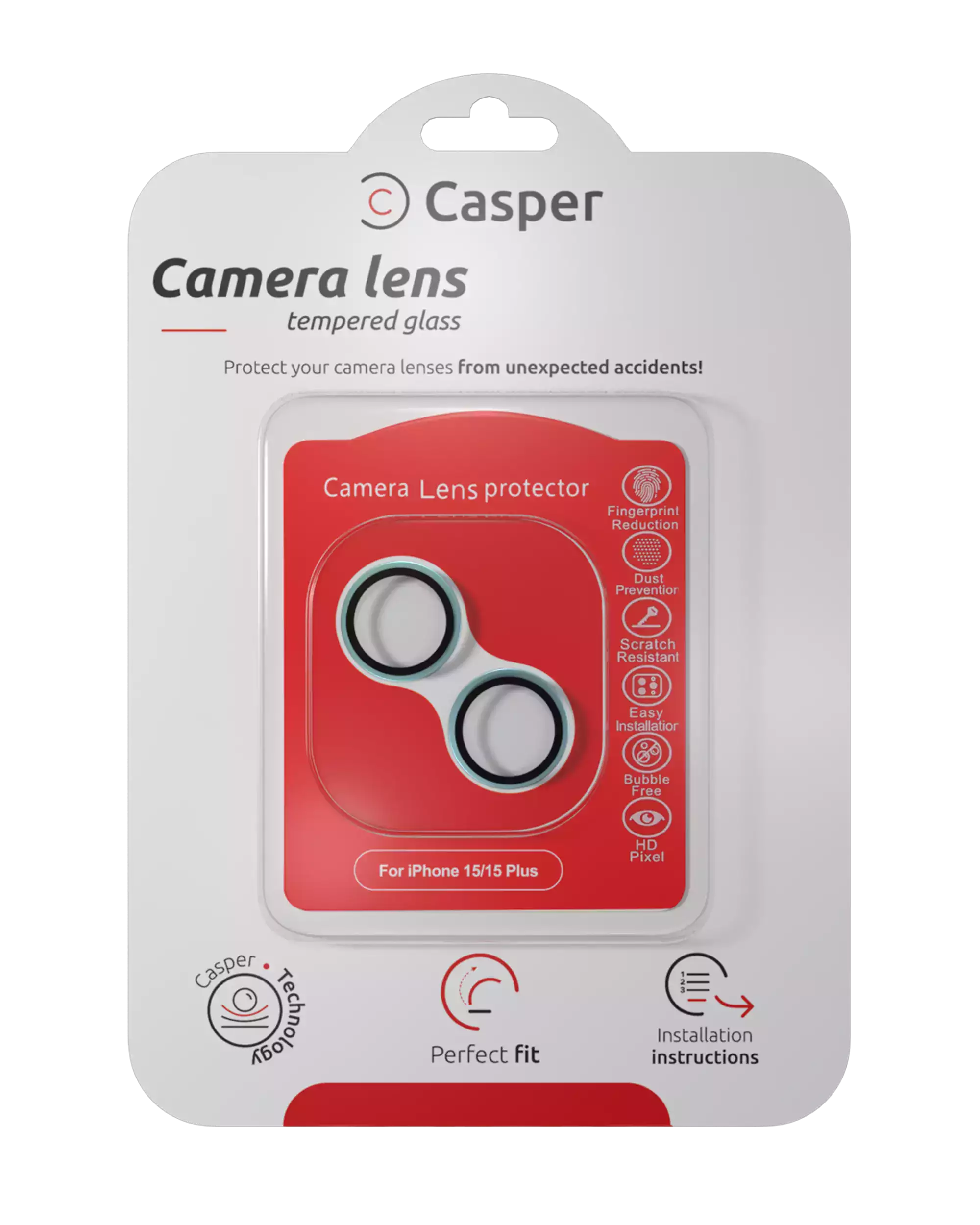 Casper Camera Lens Protector Compatible For Iphone 15 / 15 Plus (Blue) (Clear)