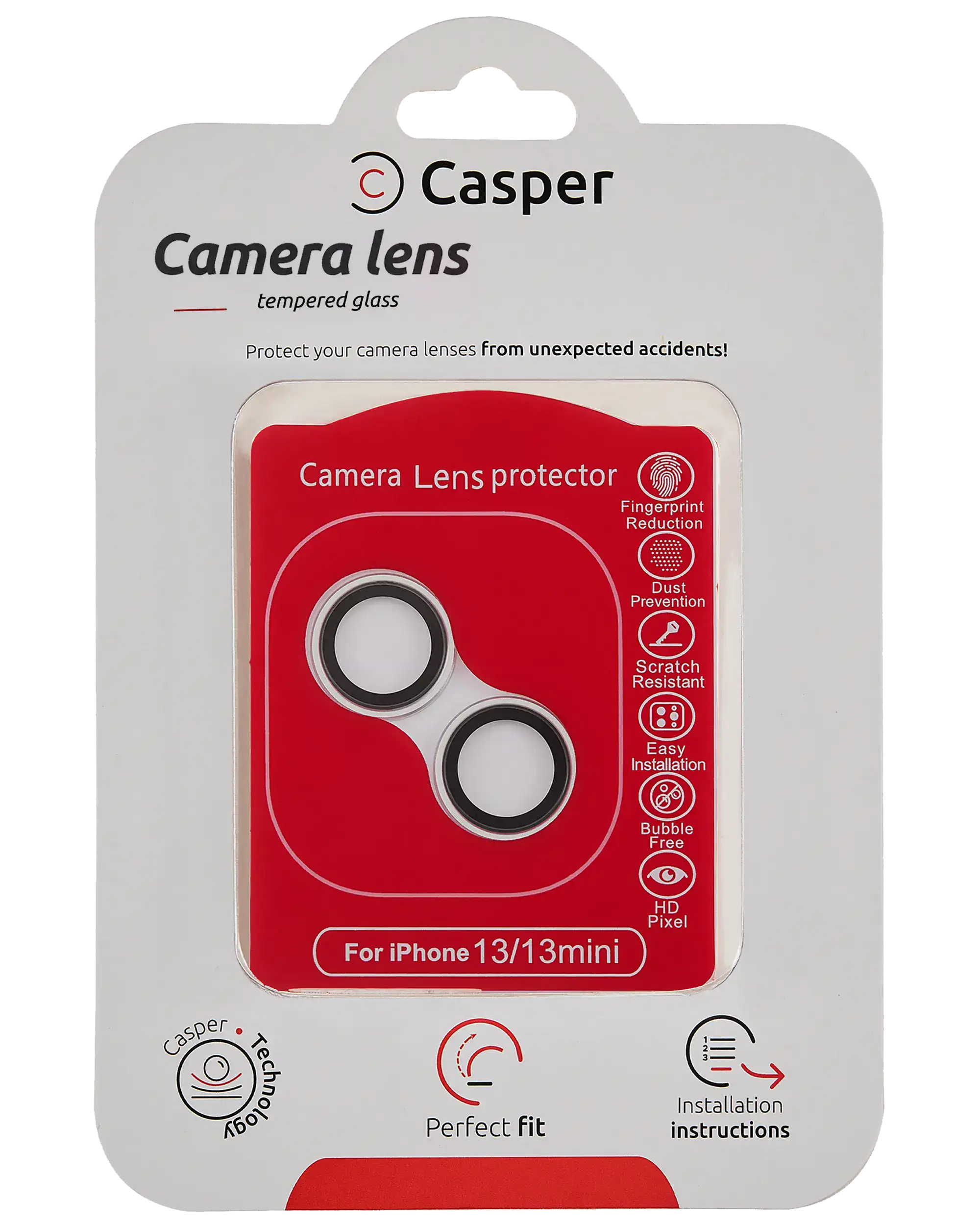 Casper Camera Lens Protector Compatible For Iphone 13 / 13 Mini (Silver) (Clear)