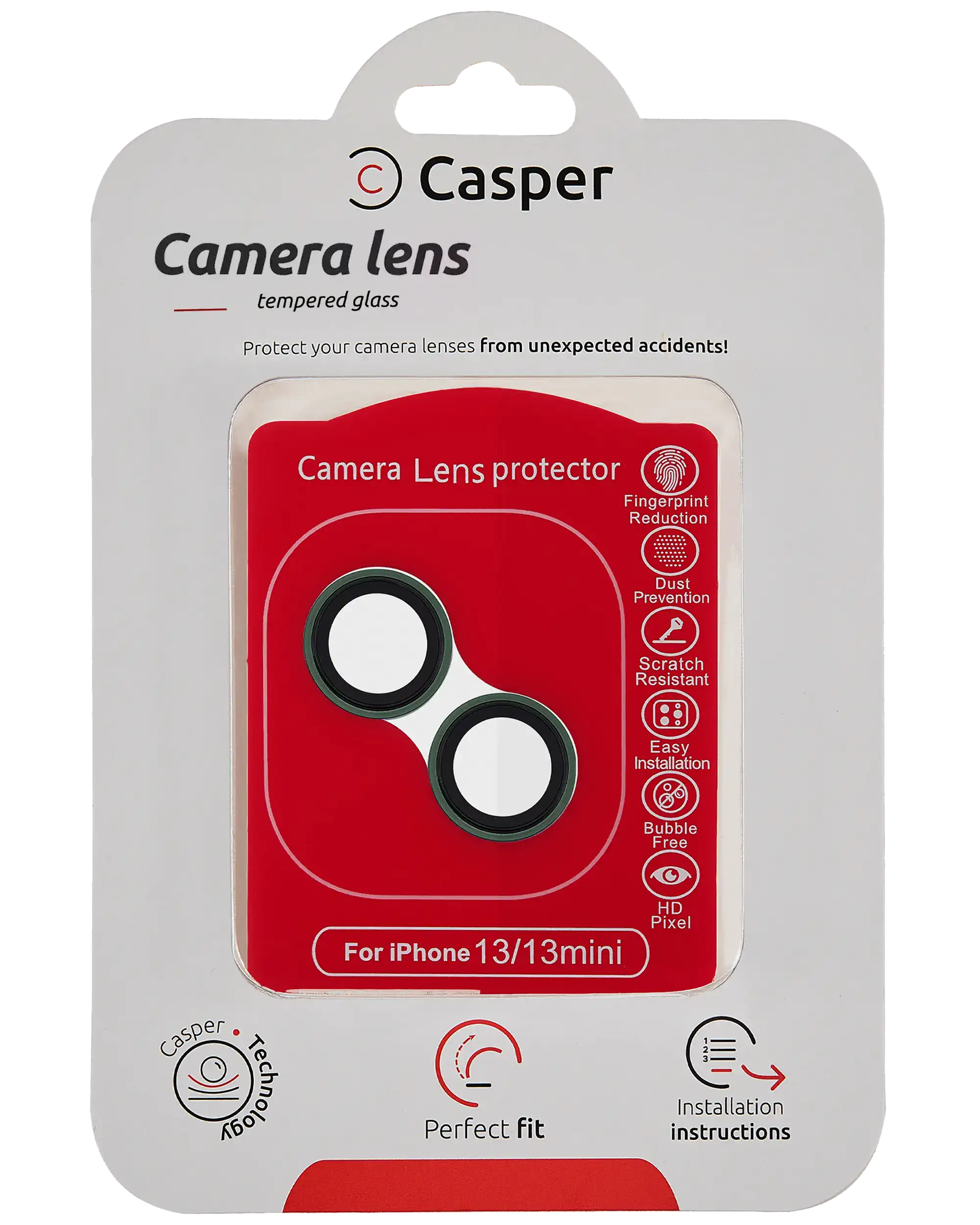 Casper Camera Lens Protector Compatible For Iphone 13 / 13 Mini (Alpine Green) (Clear)
