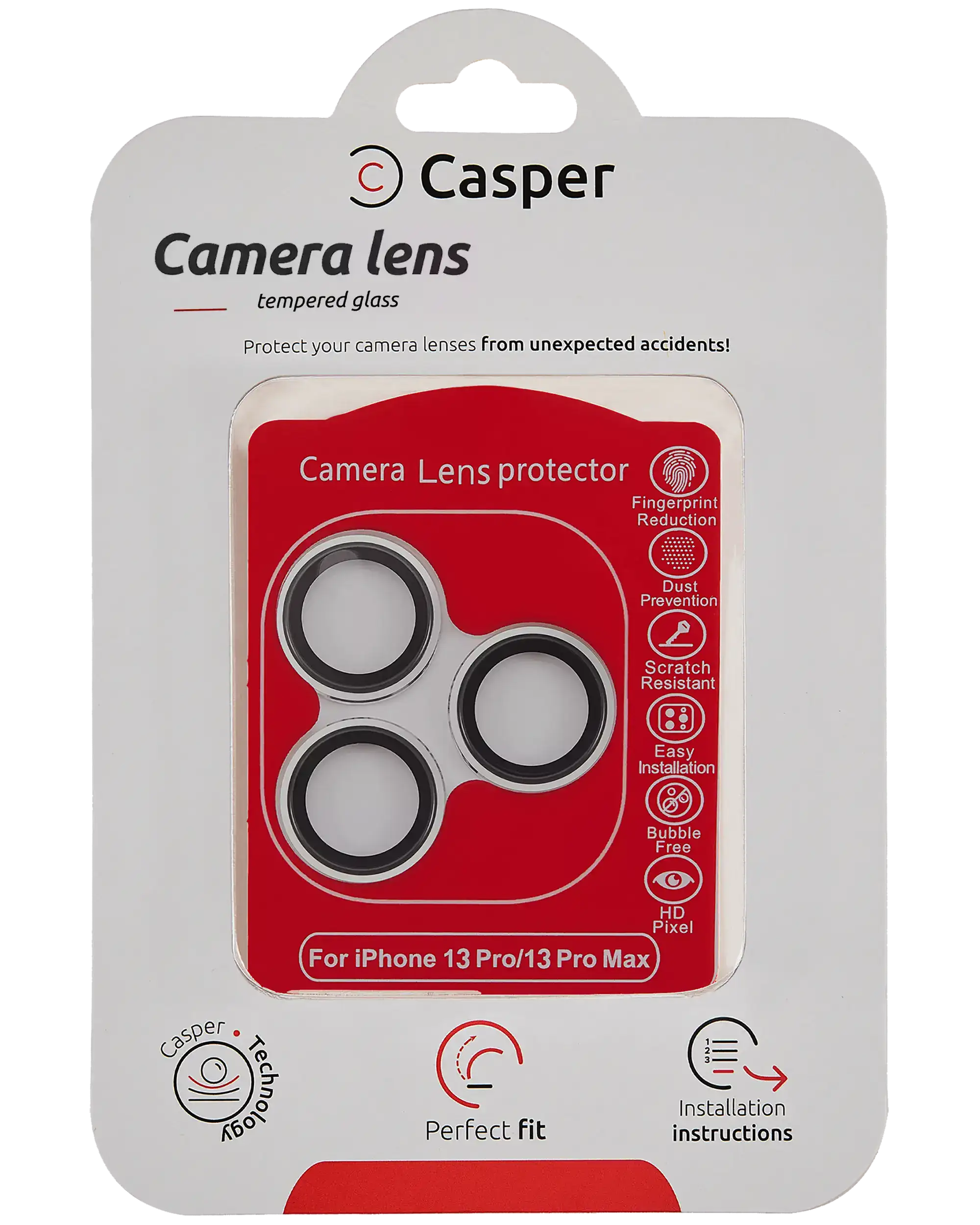 Casper Camera Lens Protector Compatible For Iphone 13 Pro / 13 Pro Max (Silver) (Clear)