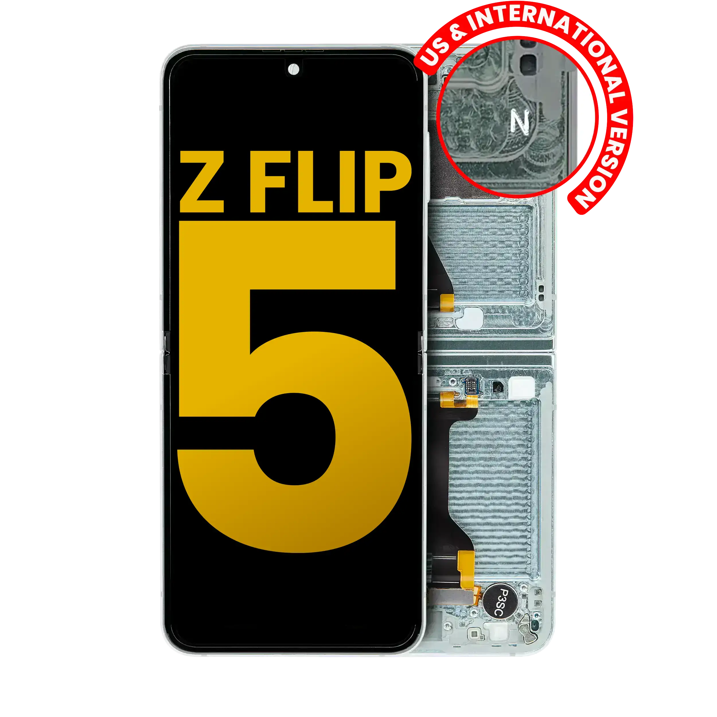 Inner Oled Assembly With Frame Compatible For Samsung Galaxy Z Flip 5 5G (Us & International) (Refurbished) (Mint)