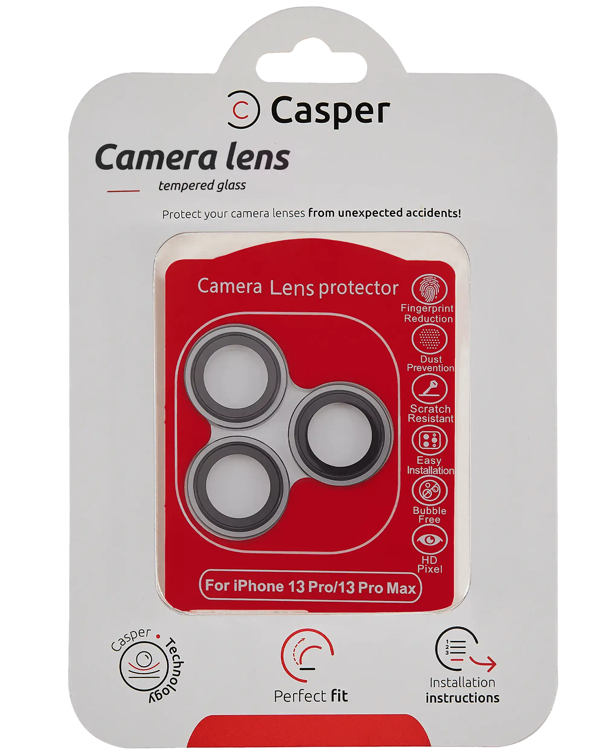 Casper Camera Lens Protector Compatible For Iphone 13 Pro / 13 Pro Max (Gray) (Clear)