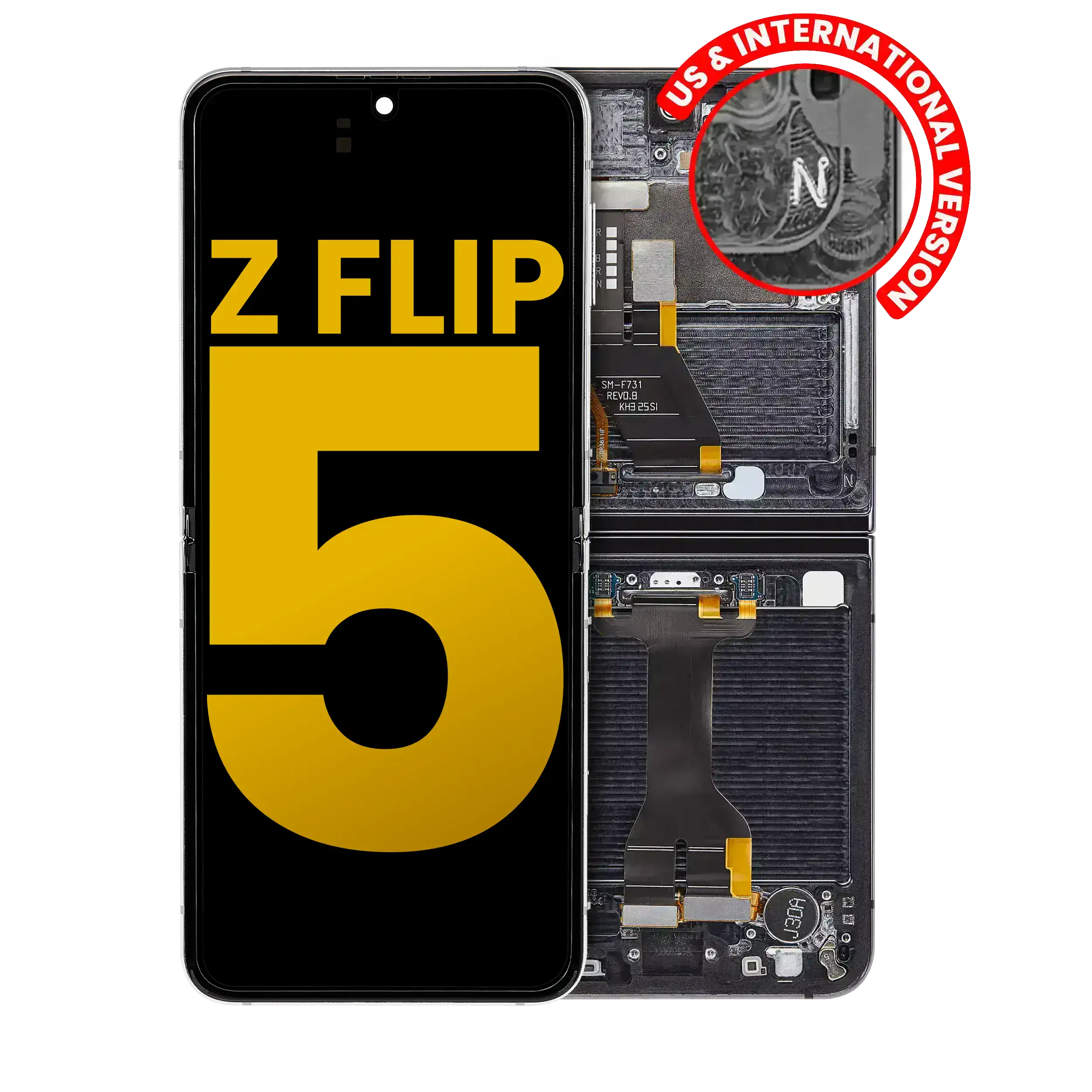 Inner Oled Assembly With Frame Compatible For Samsung Galaxy Z Flip 5 5G (Us & International) (Refurbished) (Graphite)