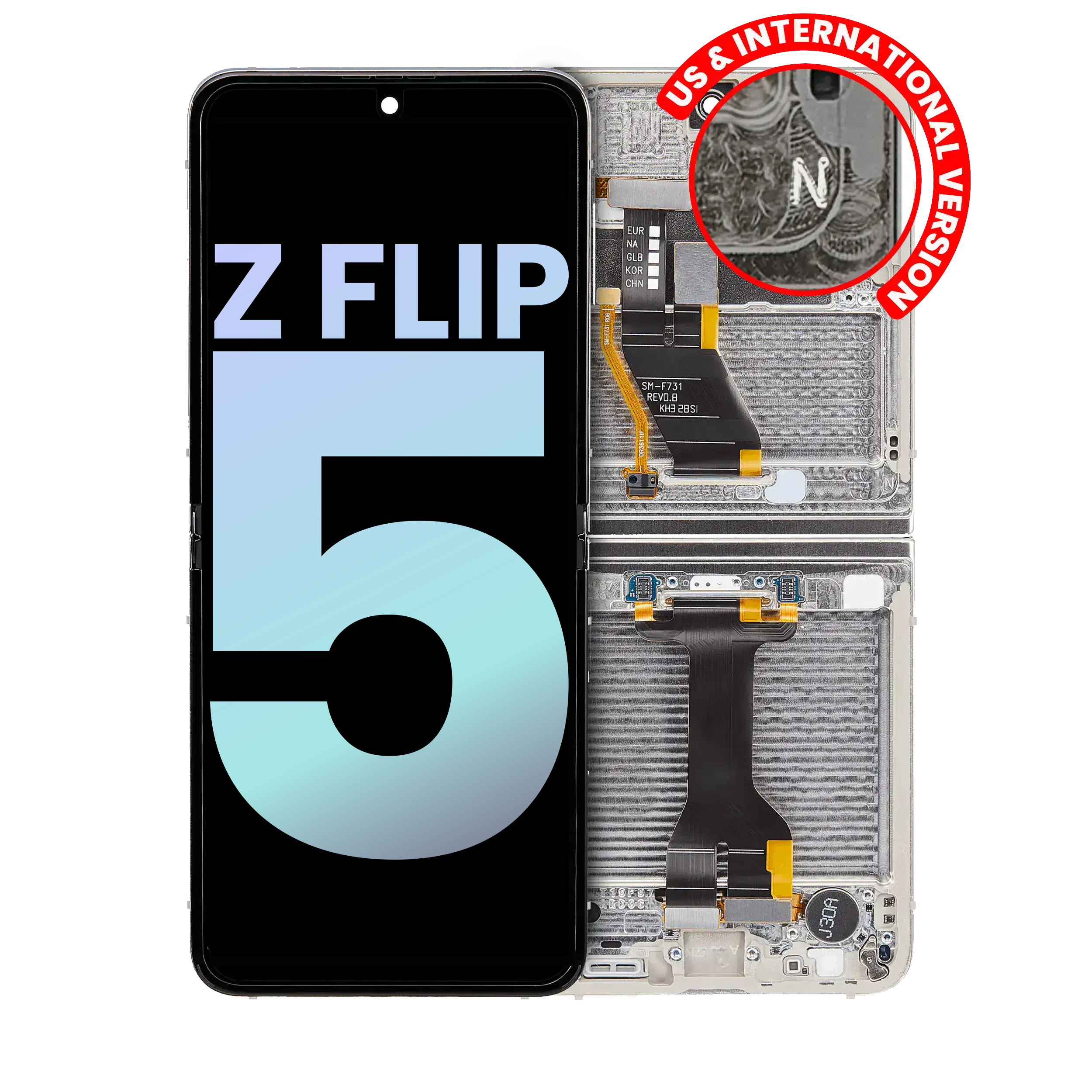 Inner Oled Assembly With Frame Compatible For Samsung Galaxy Z Flip 5 5G (Us & International) (Service Pack) (Cream)