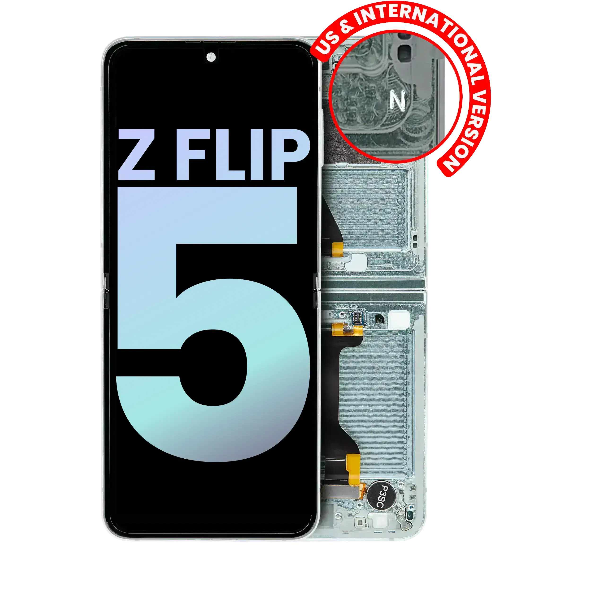 Inner Oled Assembly With Frame Compatible For Samsung Galaxy Z Flip 5 5G (Us & International) (Service Pack) (Mint)