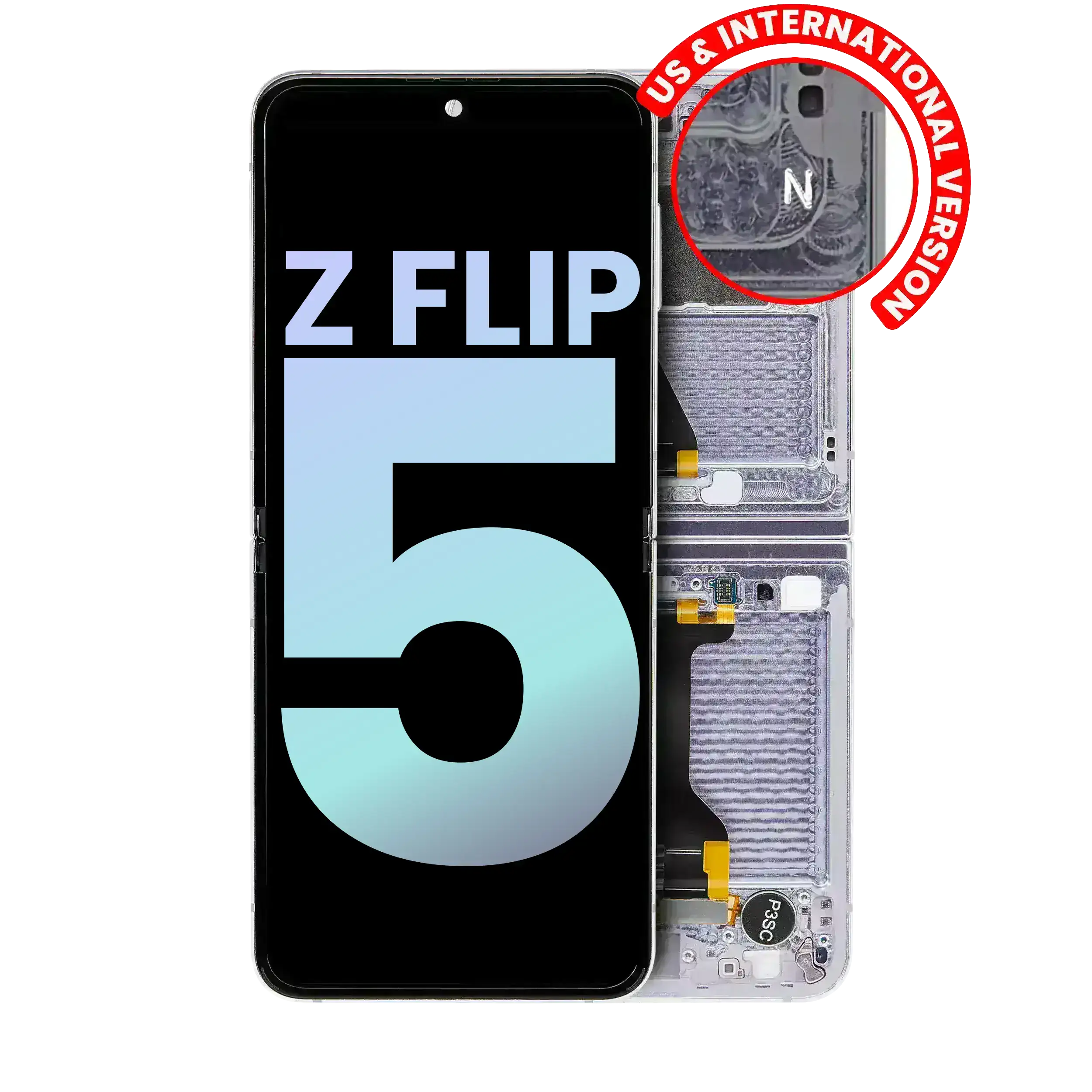 Inner Oled Assembly With Frame Compatible For Samsung Galaxy Z Flip 5 5G (Us & International) (Service Pack) (Lavender)