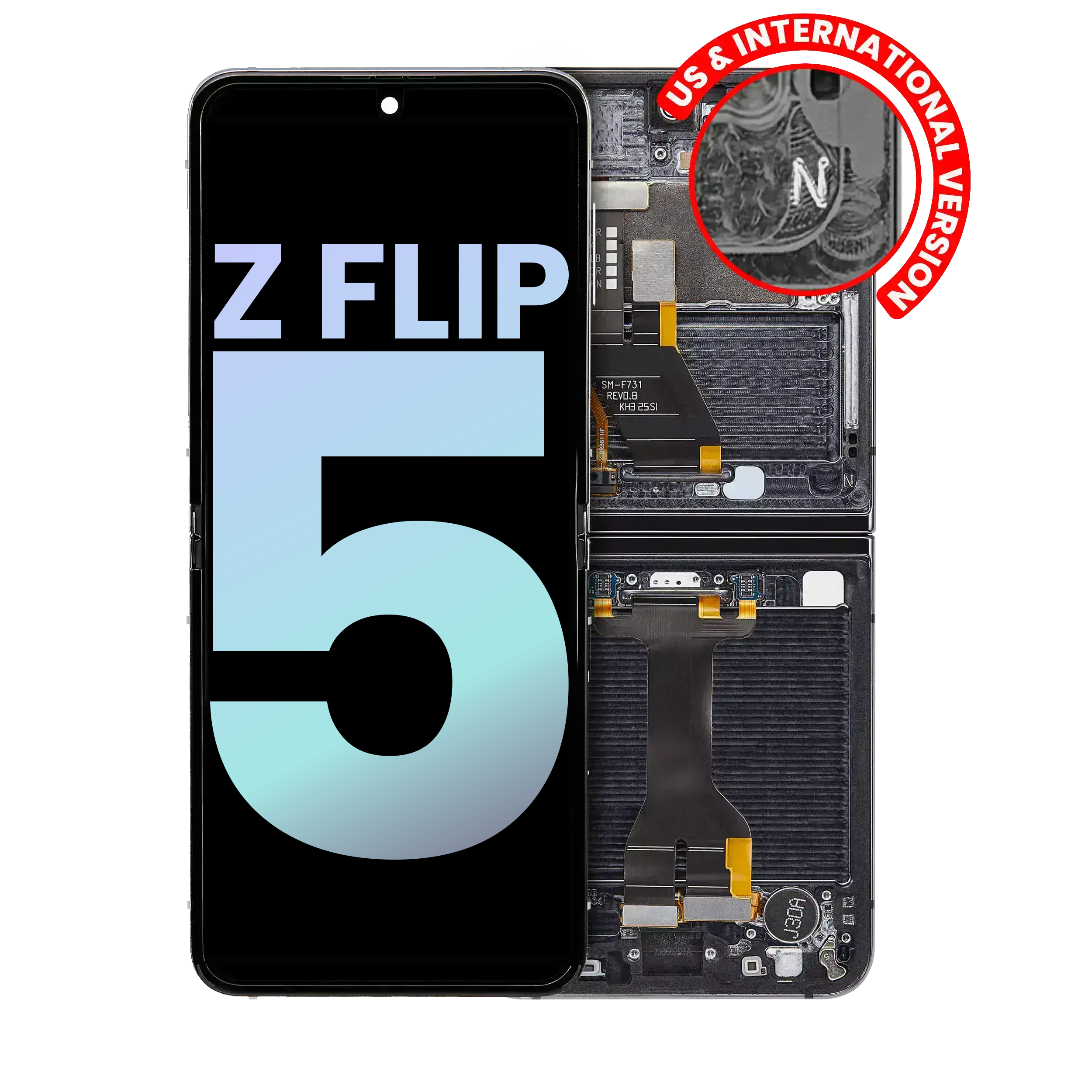 Inner Oled Assembly With Frame Compatible For Samsung Galaxy Z Flip 5 5G (Us & International) (Service Pack) (Graphite)