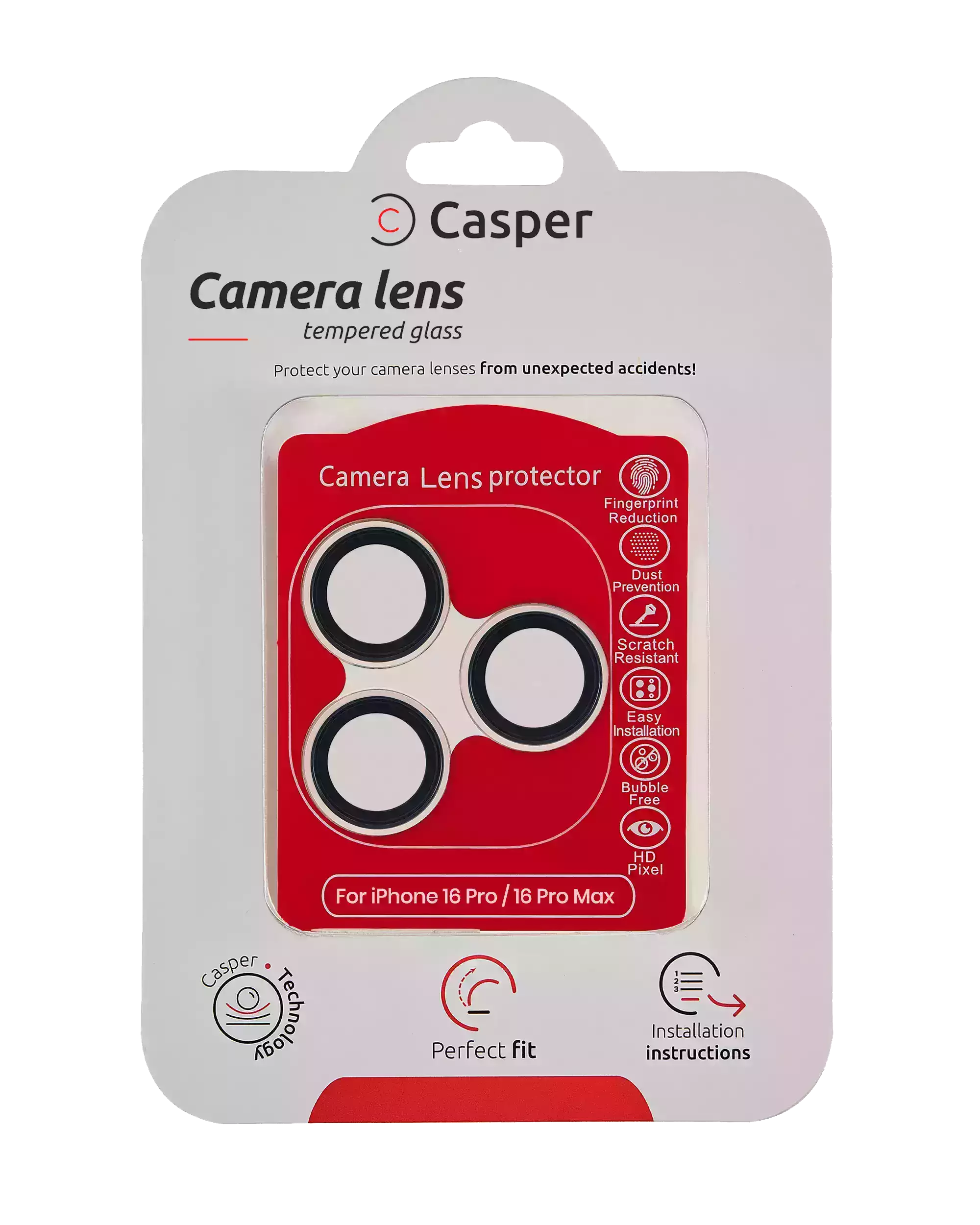 Casper Camera Lens Protector Compatible For Iphone 16 Pro / 16 Pro Max (Natural Titanium) (Clear)