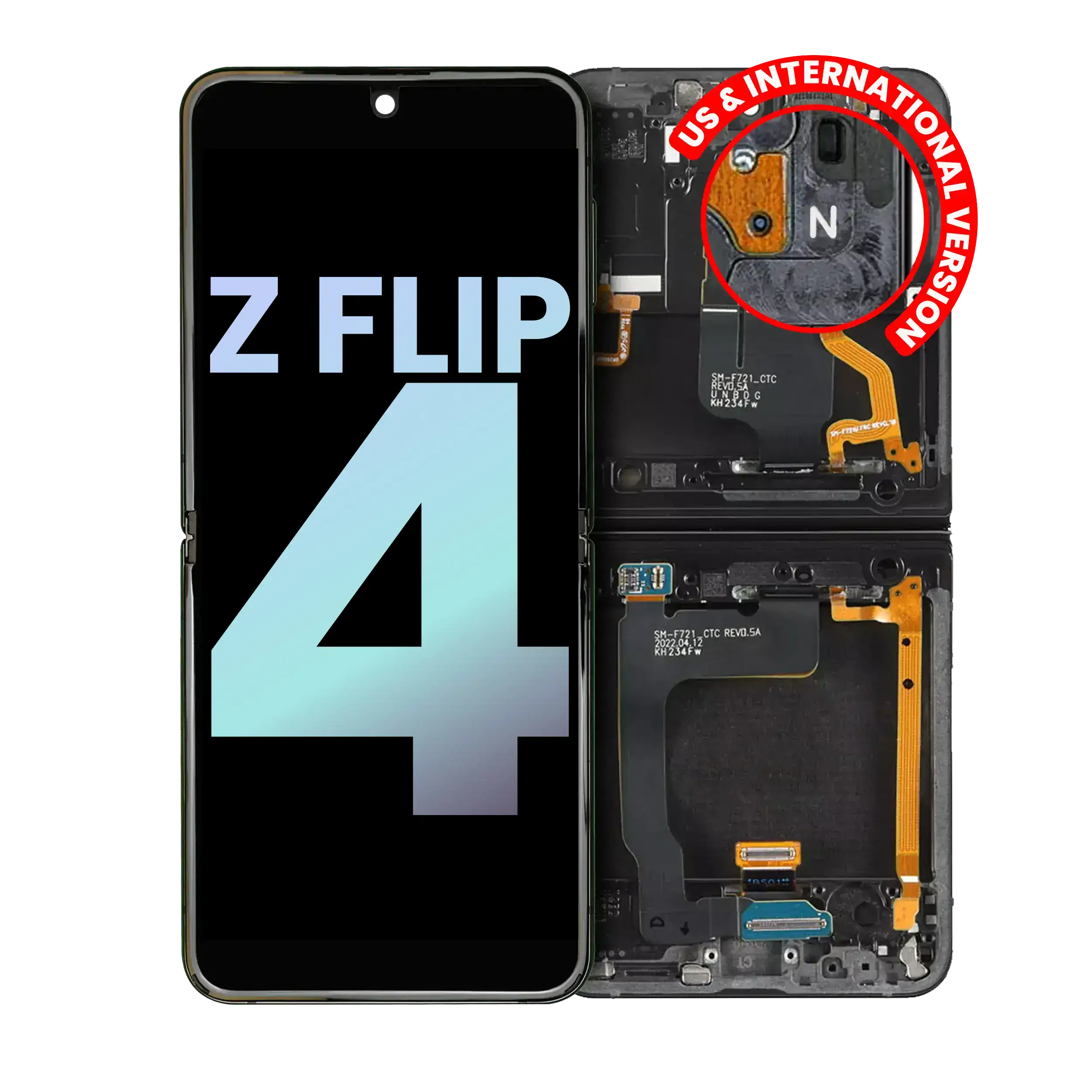 Inner Oled Assembly With Frame Compatible For Samsung Galaxy Z Flip 4 5G (Us & International) (Service Pack) (Black)