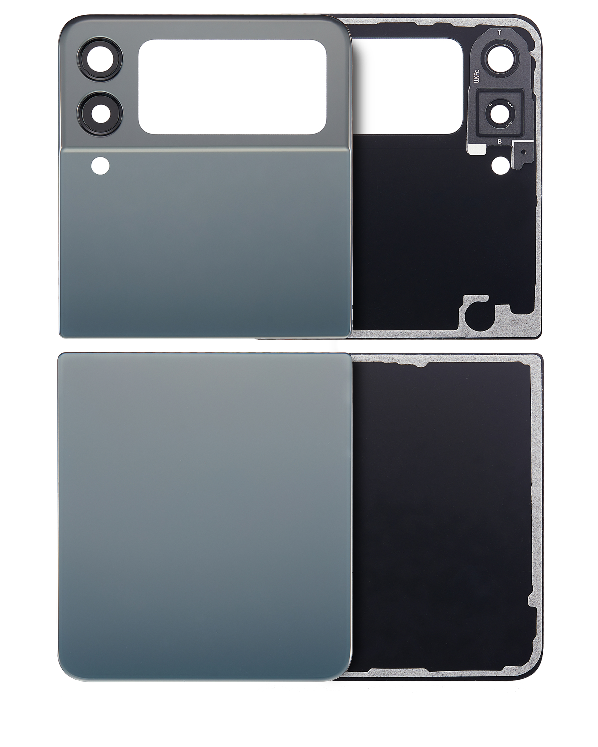 Top & Bottom Back Cover Glass With Camera Lens Compatible For Samsung Galaxy Z Flip 3 5G (Aftermarket Plus) (Green)