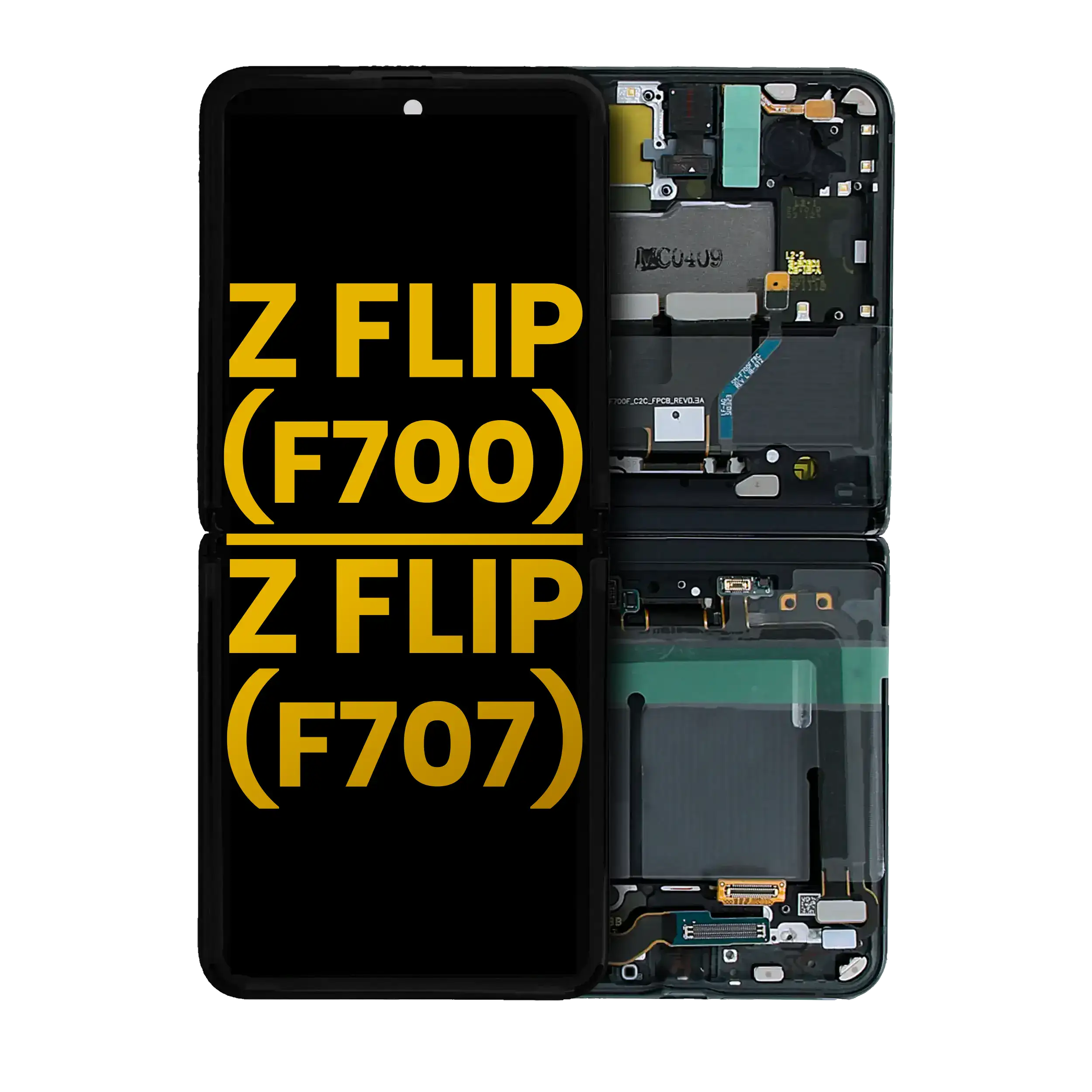 Inner Oled Assembly With Frame Compatible For Samsung Galaxy Z Flip 5G (F707) (Refurbished) (Mirror Black)