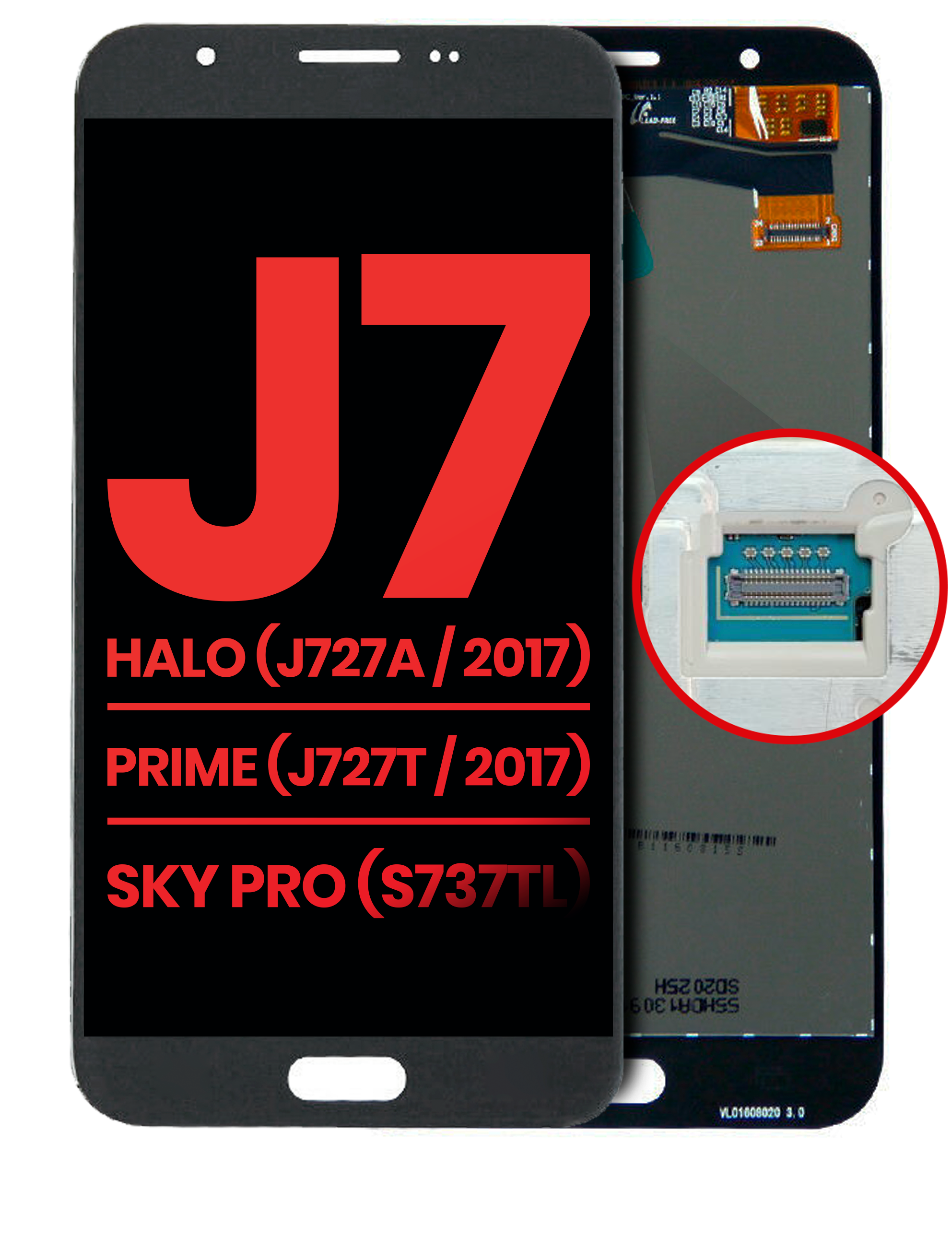 Lcd Assembly Without Frame Compatible Only For Samsung Galaxy J7 Halo (J727A / 2017) / J7 Sky Pro (S737Tl) (Aftermarket Plus) (Silver / Gray)