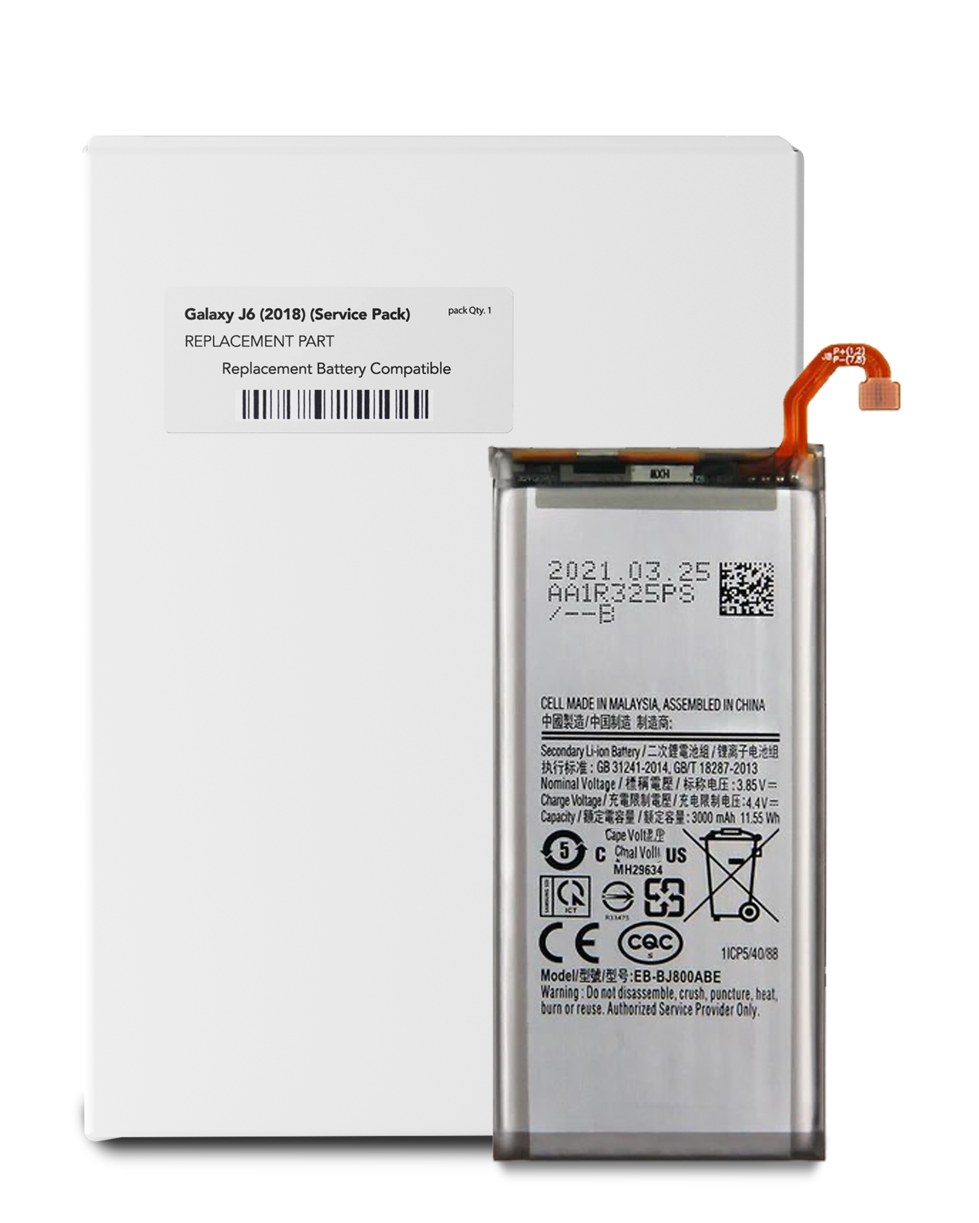 Replacement Battery Compatible For Samsung Galaxy J6 (J600 / 2018) (Eb-Bj800Abe) (Service Pack)