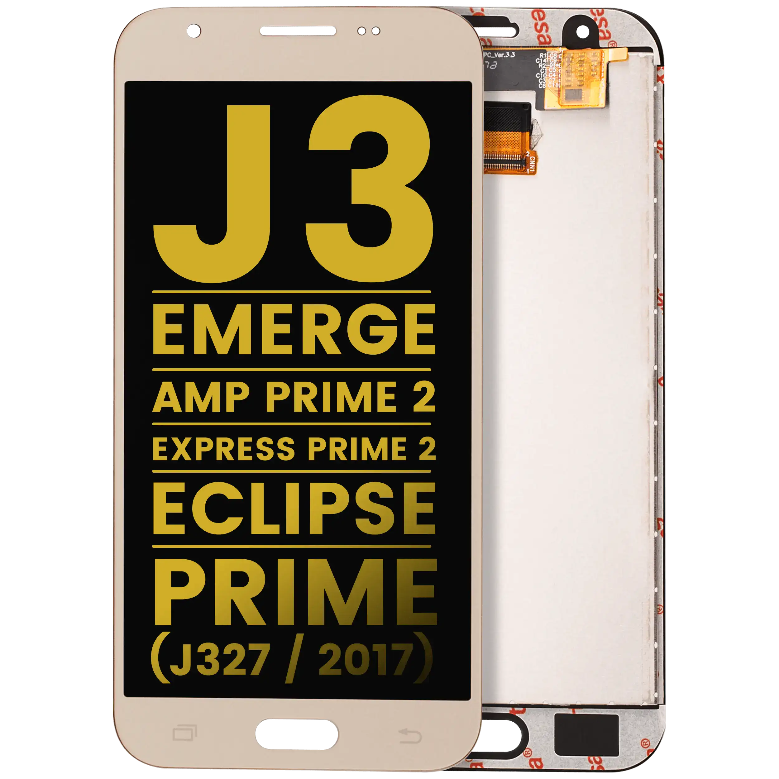Lcd Assembly Compatible With Samsung Galaxy J3 Emerge Amp Prime 2 Express Prime 2 J327 2017 (Refurbished, Gold)