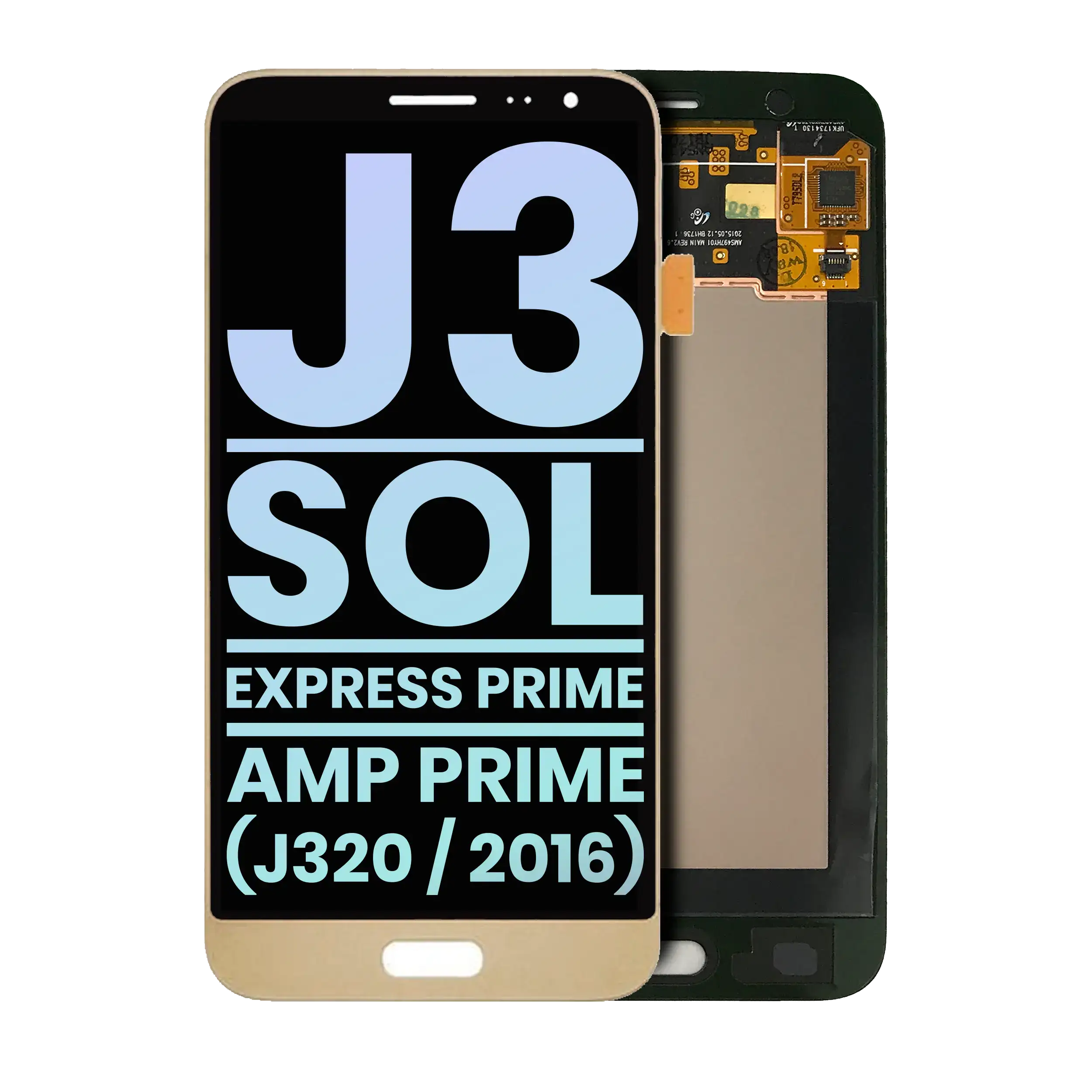 Lcd Assembly Without Frame Compatible For Samsung Galaxy J3 / Sol 4G / Express Prime / Amp Prime (J320 / 2016) (Service Pack) (Gold)
