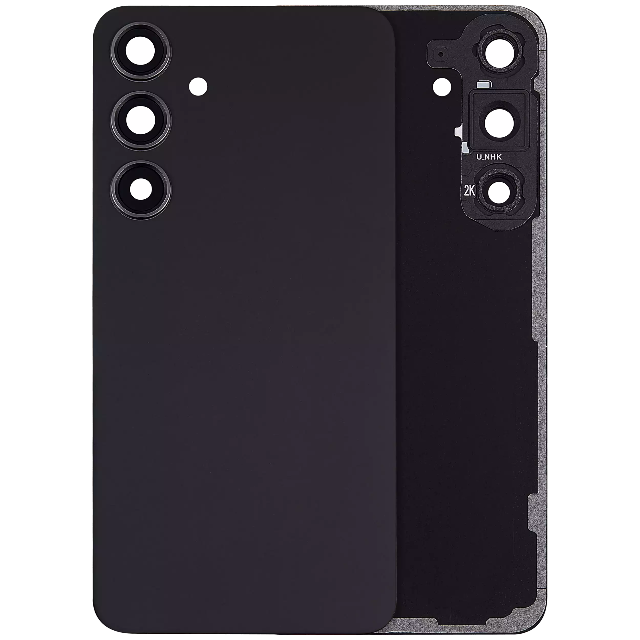 Back Cover Glass With Camera Lens Compatible For Samsung Galaxy S24 Plus 5G (No Logo) (Aftermarket Plus) (Onyx Black)