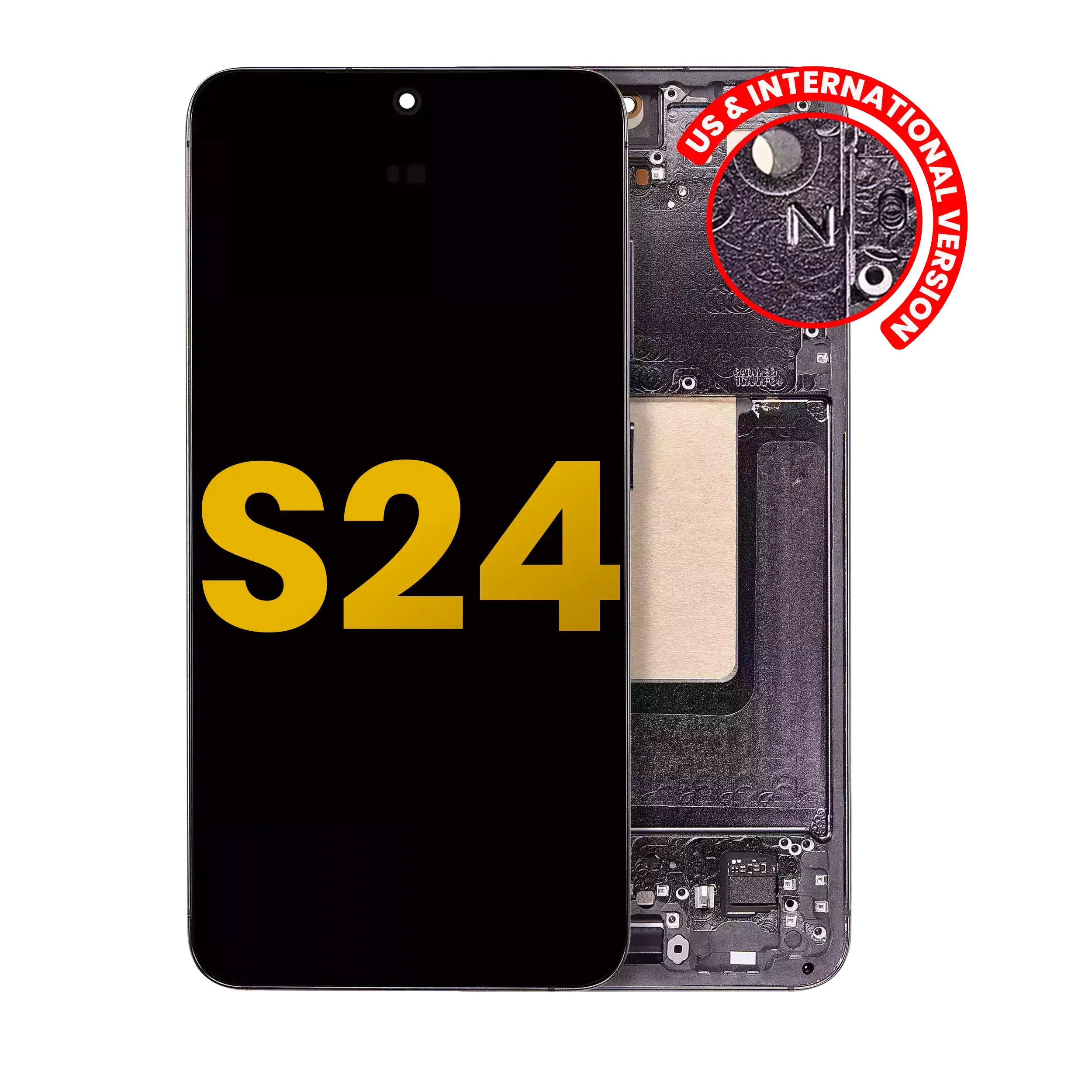 Oled Assembly With Frame Compatible For Samsung Galaxy S24 5G (Us & International Version) (Refurbished) (Onyx Black)
